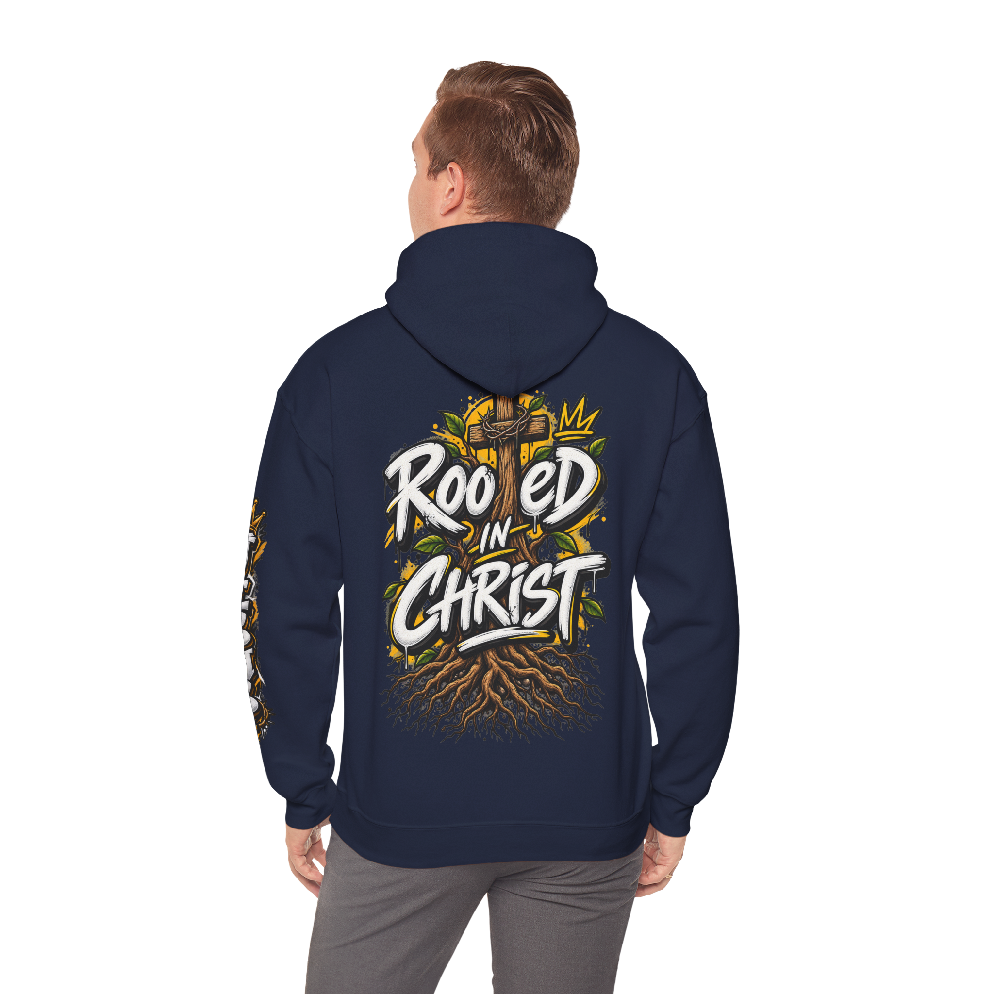 "Rooted in Christ" Graffiti Hoodie | Urban Christian Apparel
