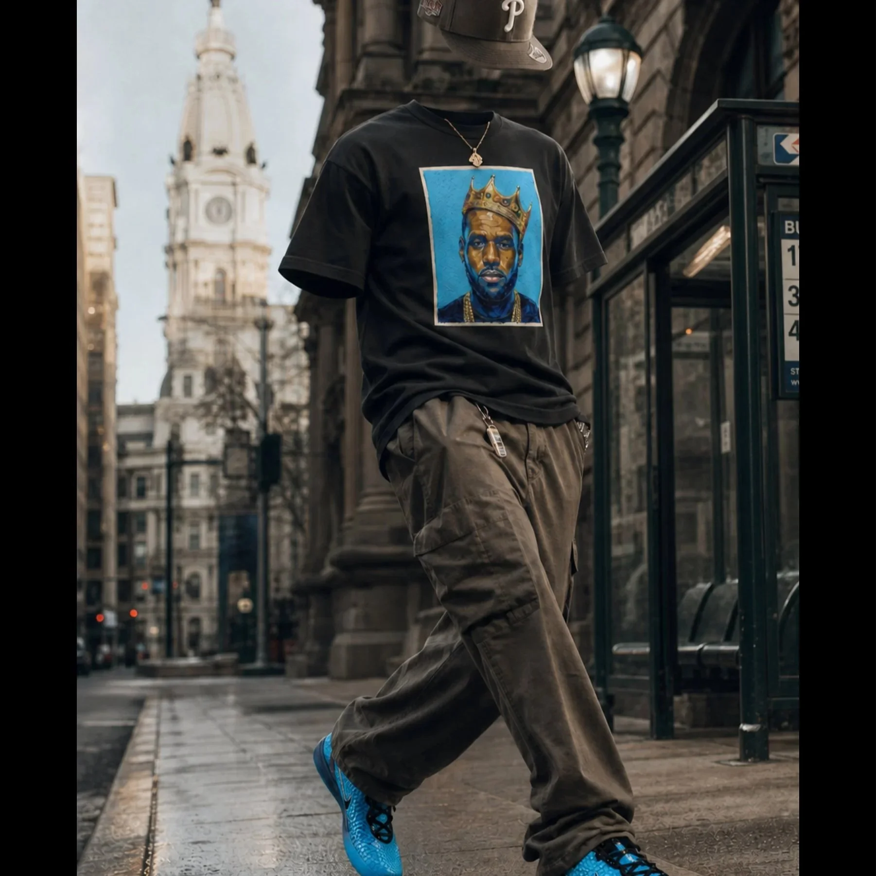 The King in Blue - LBJ 24's x Biggie Avenue of the Arts Series Tee