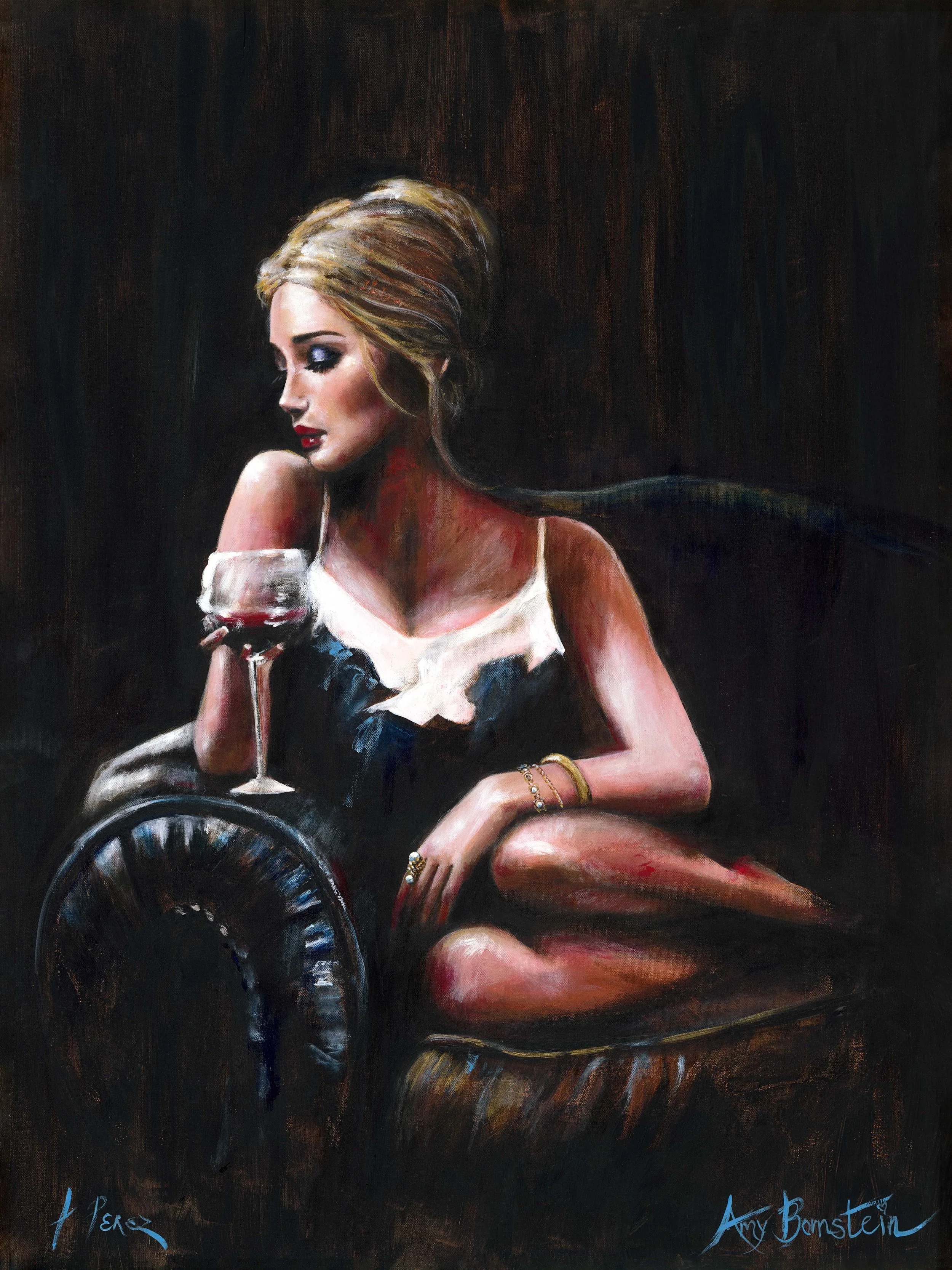 Lady On Sofa With Wine
