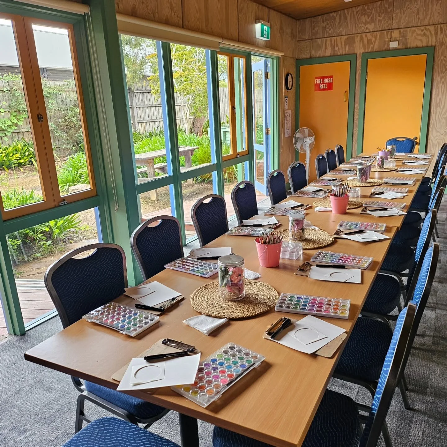 All set and ready to go for a private booking of 20 for a Calming Watercolour Workshop this afternoon 🖌❤️🌸