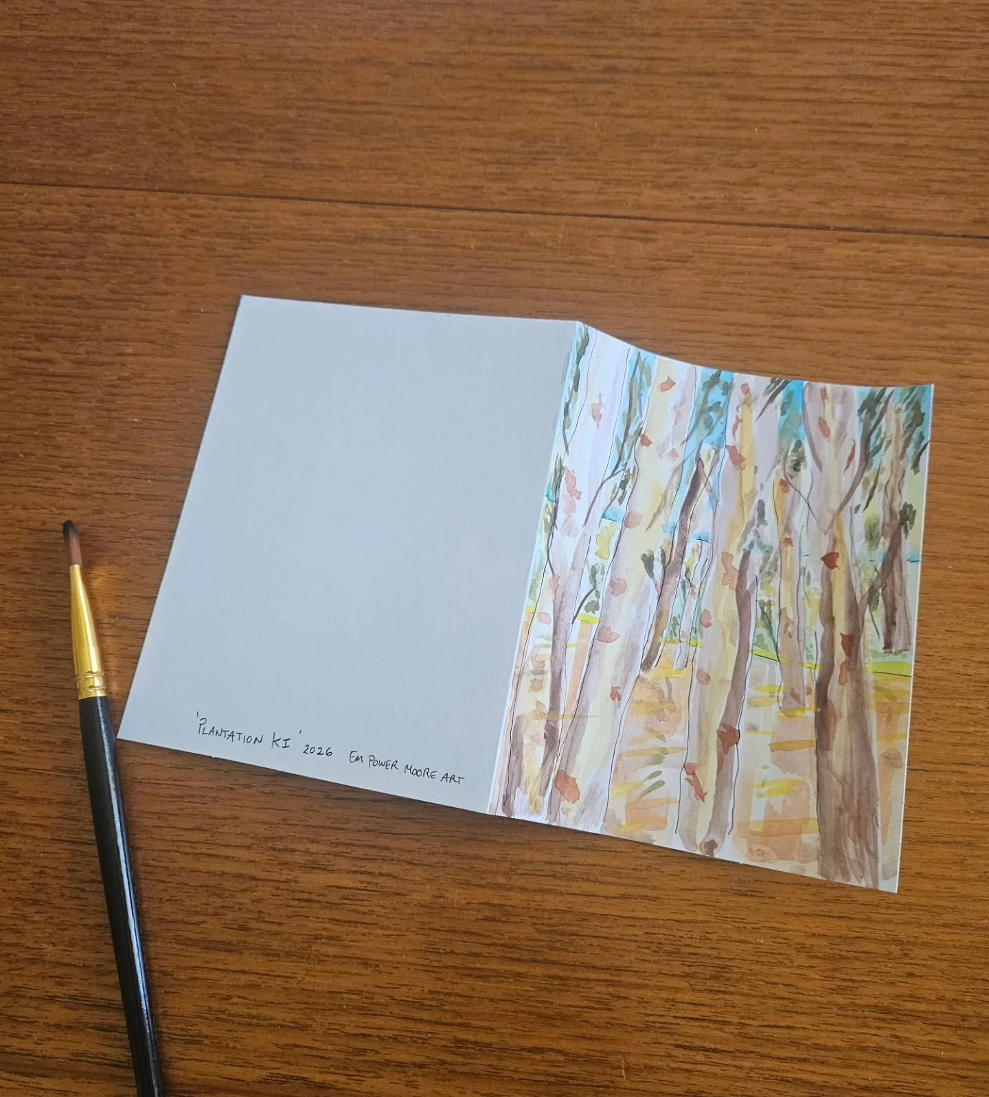 Watercolouring gum trees. 

Making a card for my husband's birthday and remembering the tranquility of this view on Kangaroo Island. 

Stretching the holiday vibe even though I've been back a week. 

Calming Watercolour Workshops start Feb 1.
🔗 in b