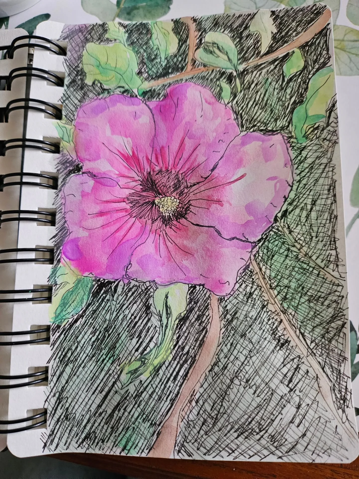 Added some watercolour to my train doodle. Great dopamine hit 🖌🌸