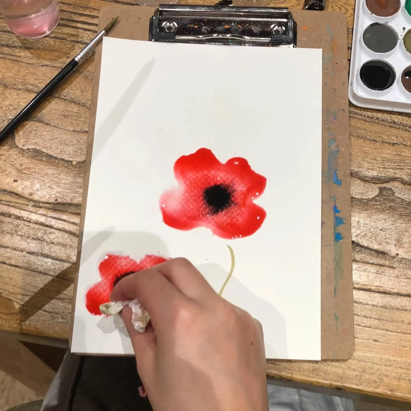 We painted poppies for Anzac Day at last night's Calming Watercolour Workshop