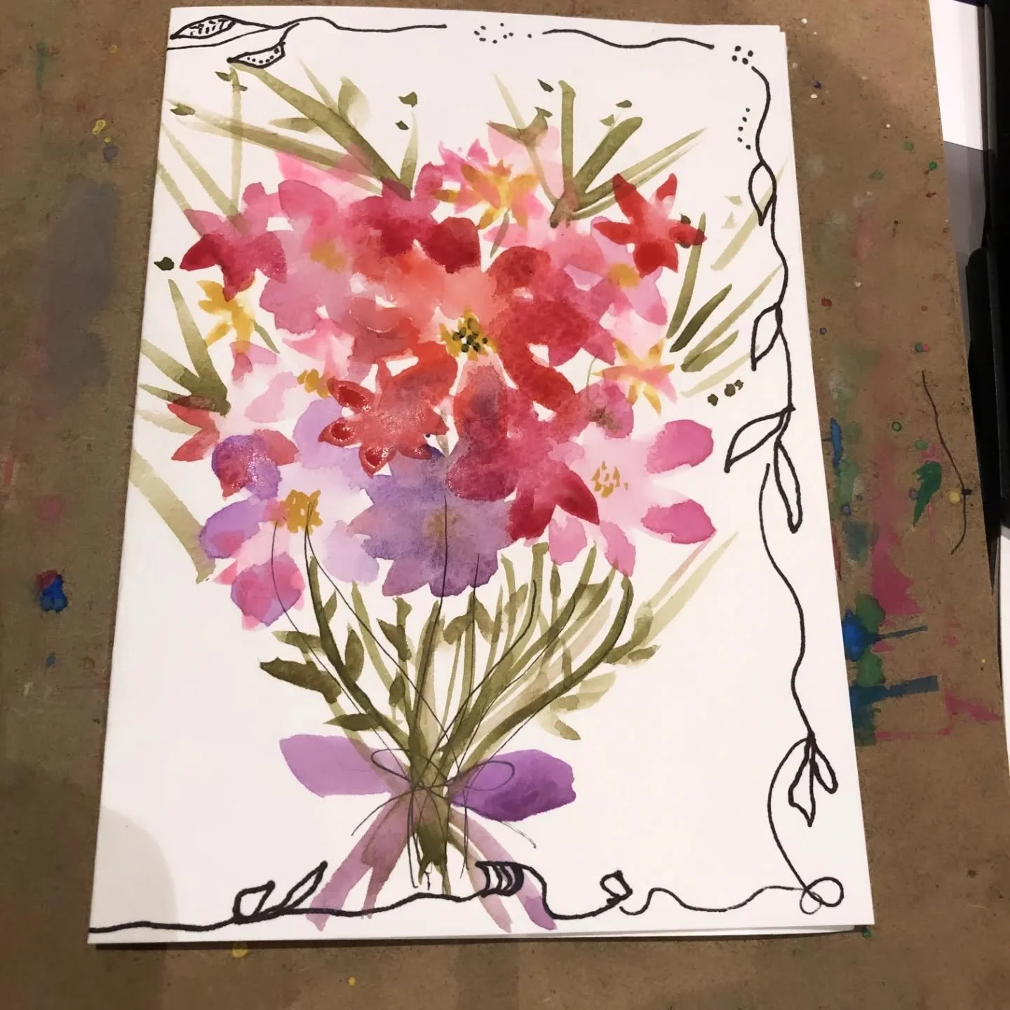 Making Mother's Day cards at my recent Calming Watercolour Workshop at The Chestnut Tree Bookshop. A great opportunity for participants to practice a new technique by repeating flowers to create a bouquet 💐 

For workshop bookings, click the link in