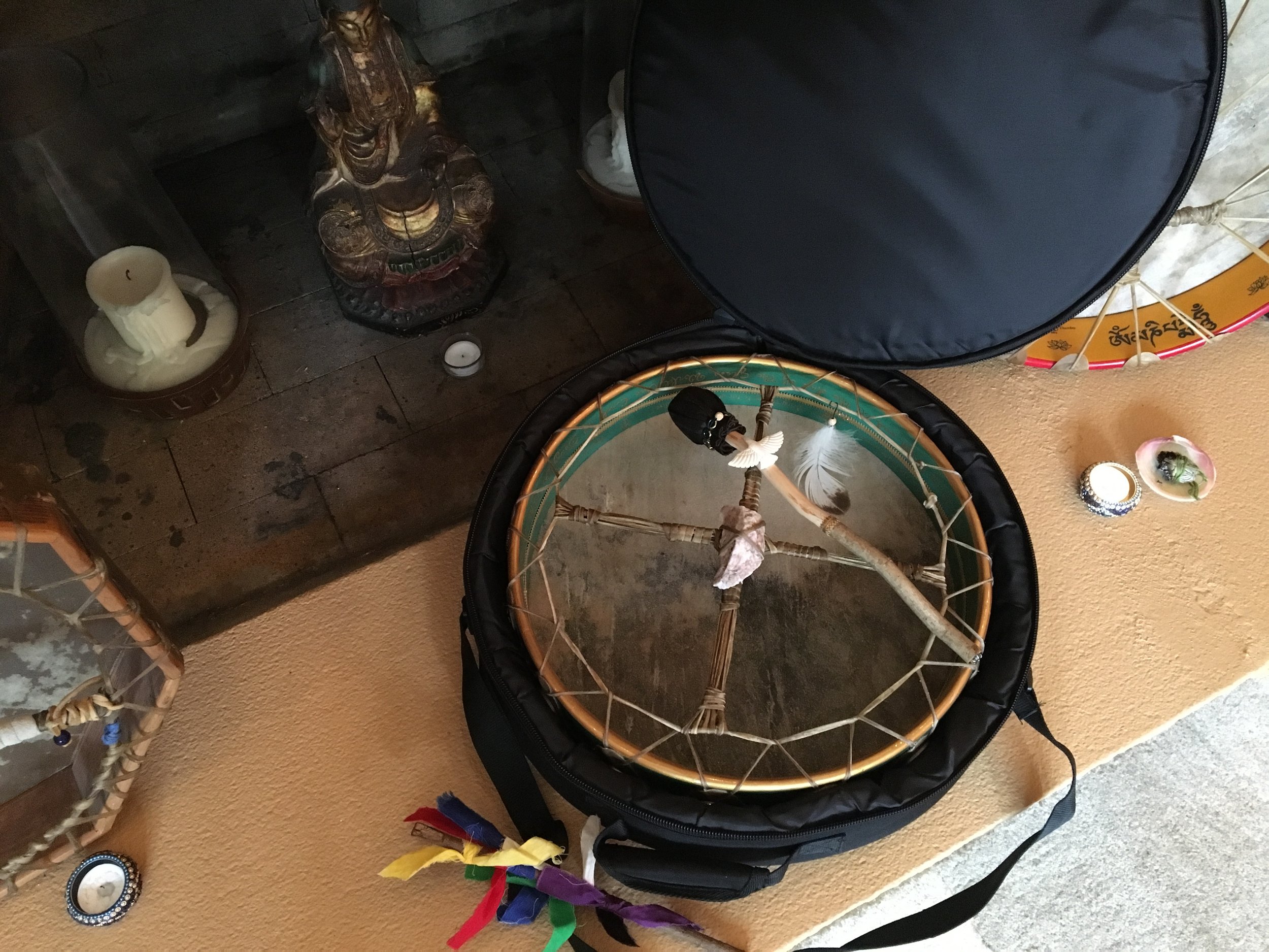 Readying the "Blessings of Brighid" Drum for It's flight home to Jeannie.