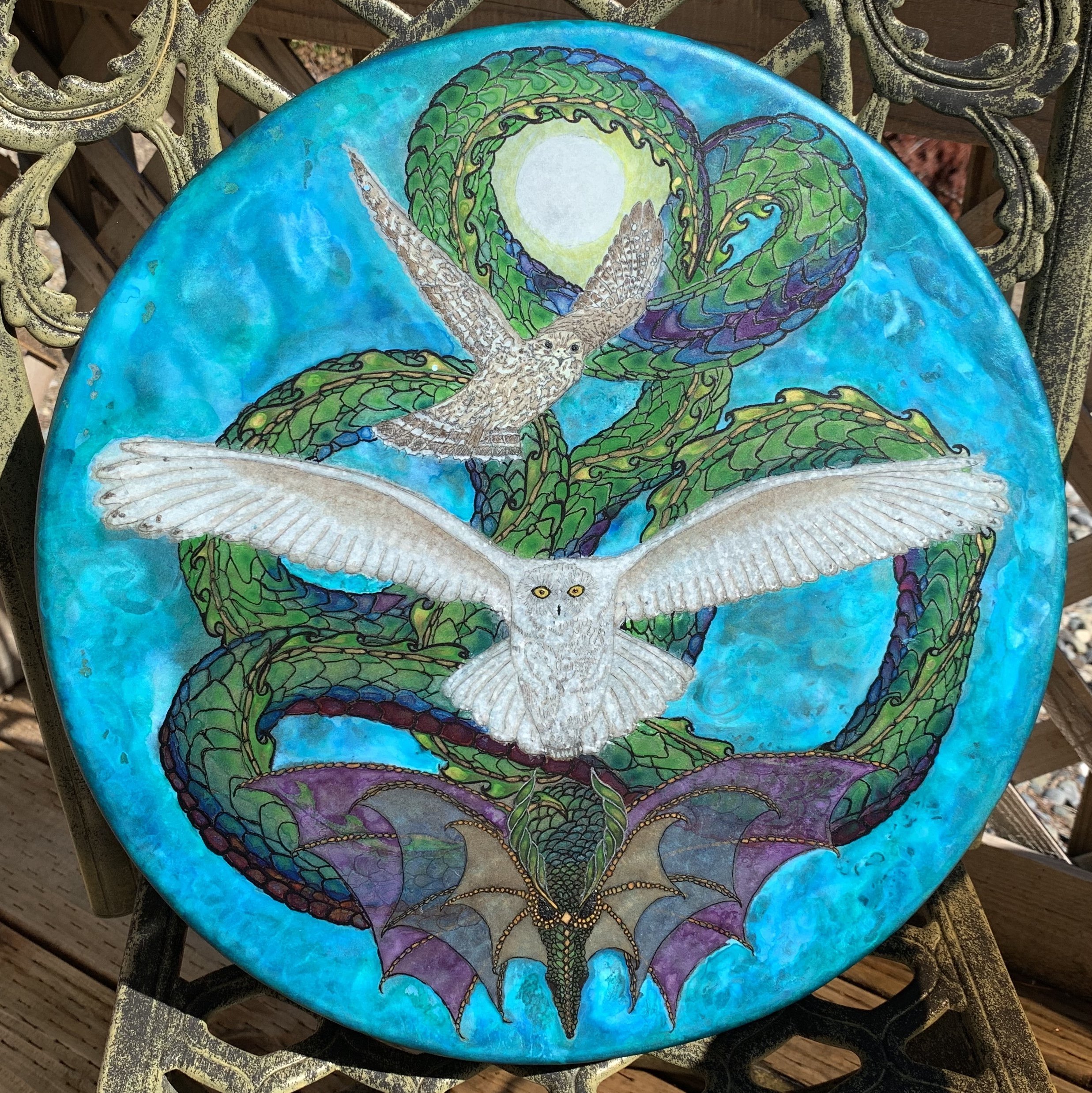 A clearer photo of the Mesa of Owl Clan's Water Healing Drum.