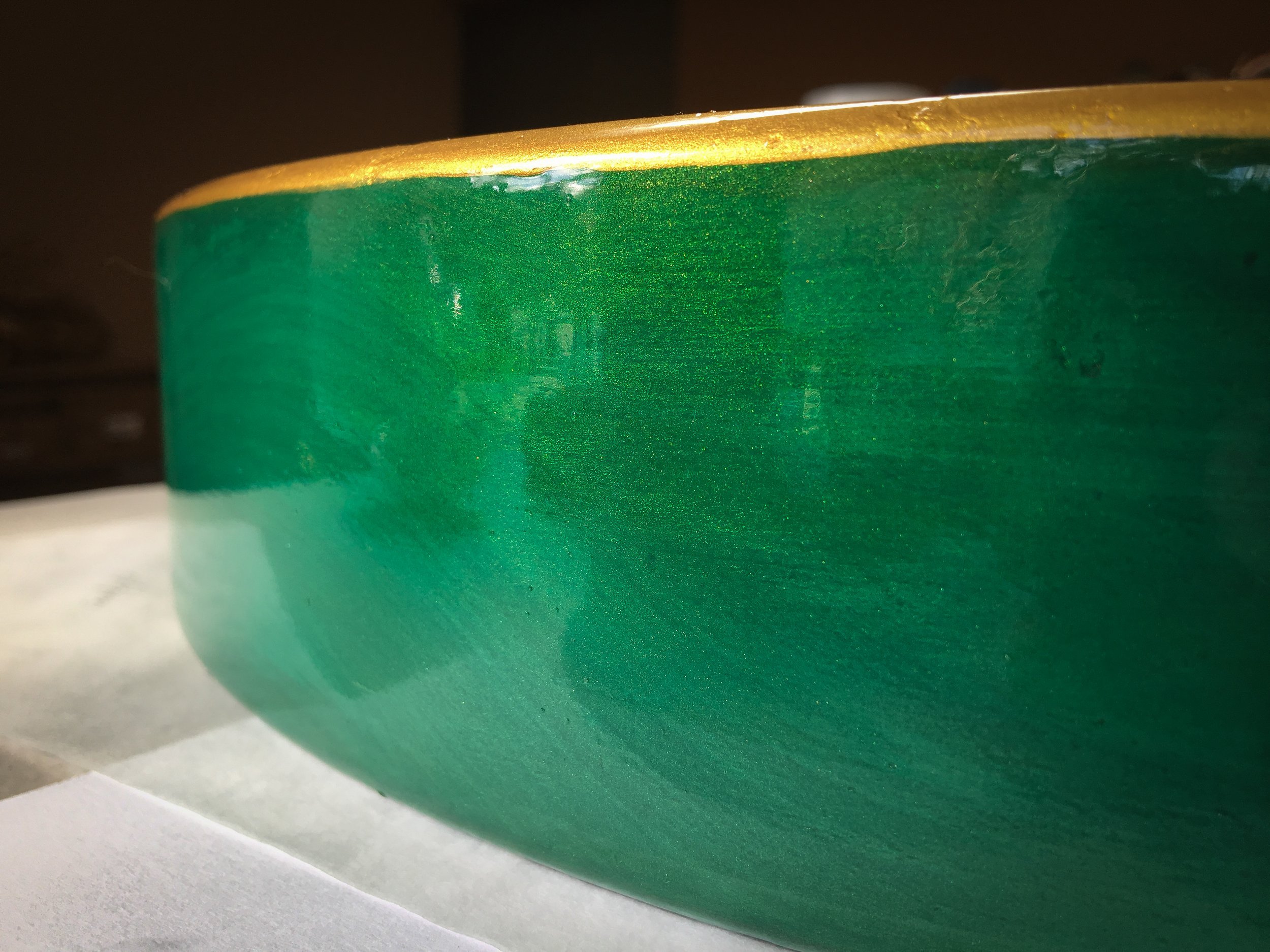 Jeannie's Sacred Circle (hoop) in colors of the Emerald Isle, home of her Ancestors in Ireland. For her "Blessings of Brighid" Drum.