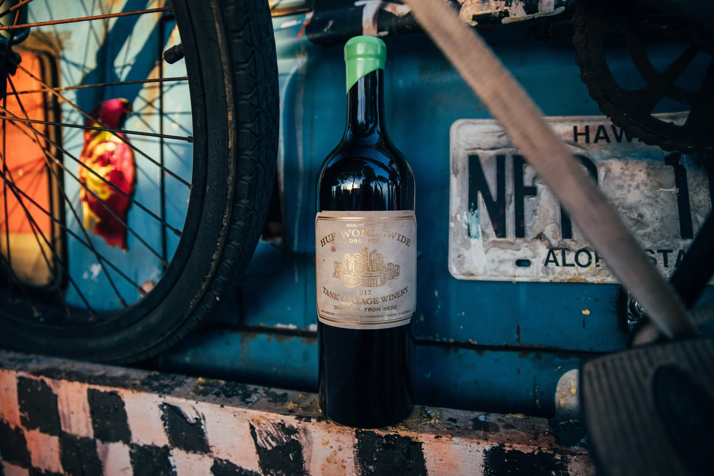 Tank Garage Winery and HUF Worldwide wine collaboration.