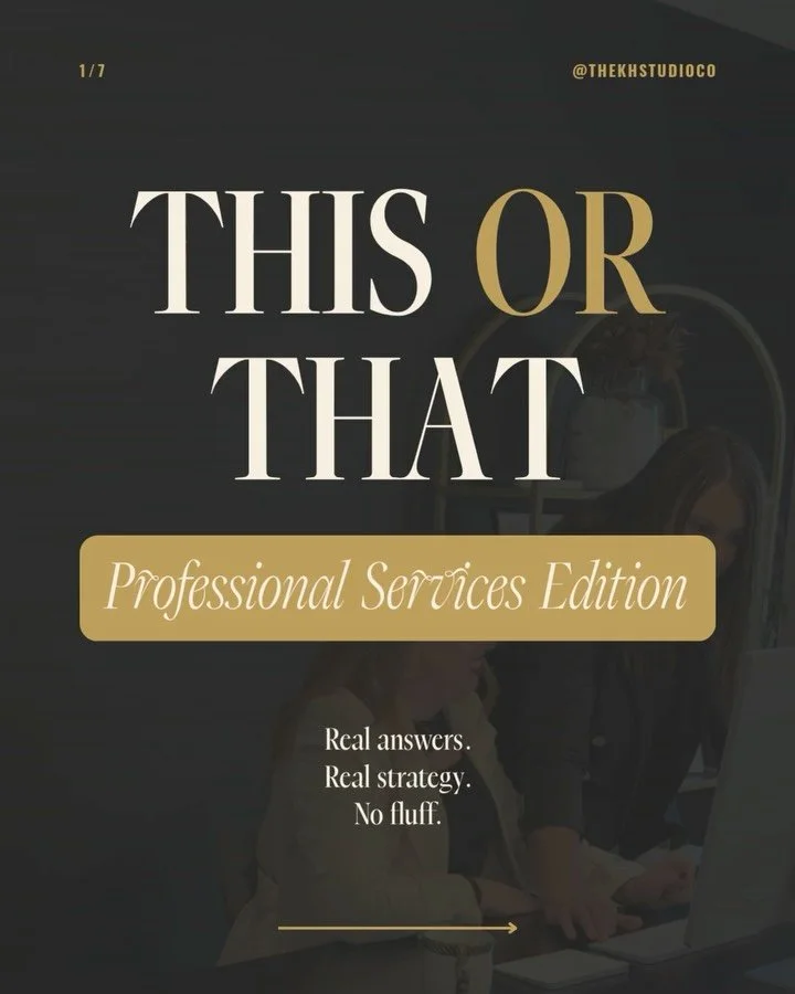 This or That questions get thrown around a lot.
But context is everything.

What works for a product brand won&rsquo;t always work for a professional service business &mdash; and chasing trends without strategy is a fast way to waste time and money.
