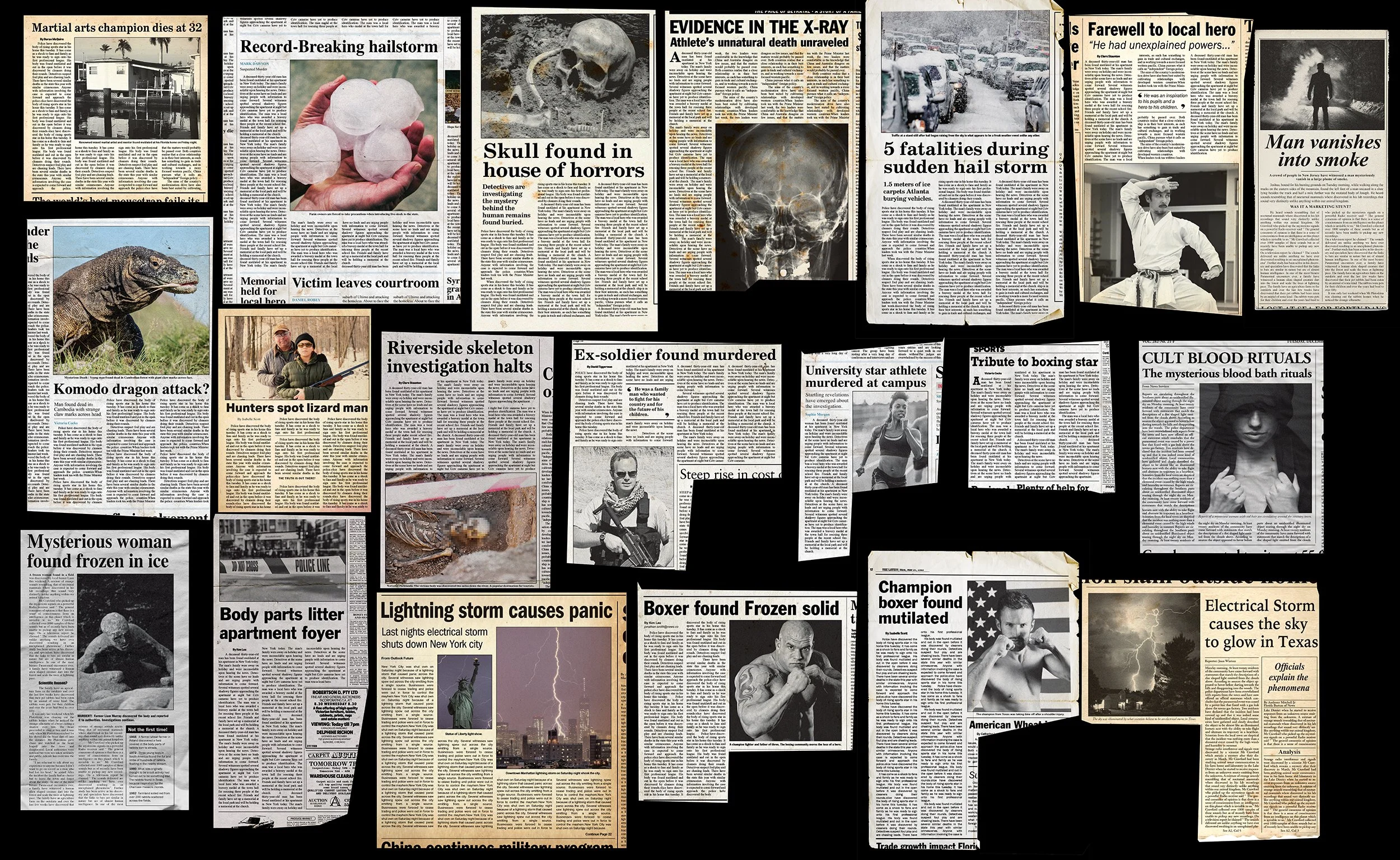 Mortal Kombat: Sonya's wall, Various newspaper stories about victims