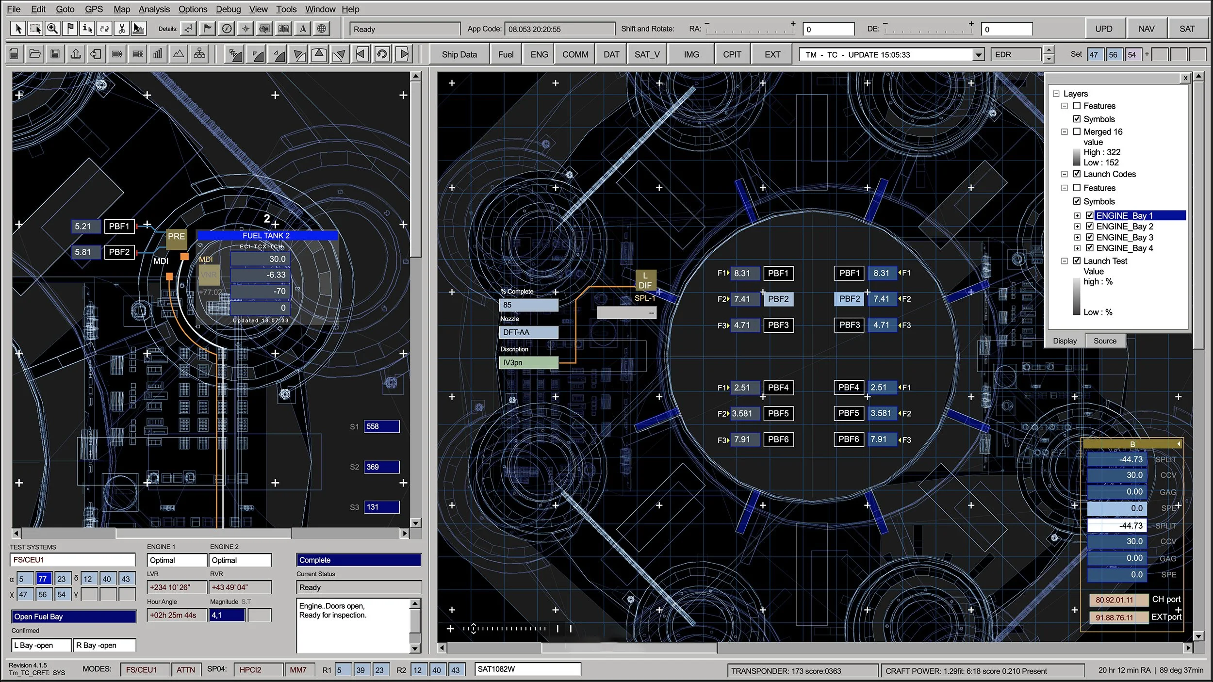 Hunters: Spaceship diagram screen
