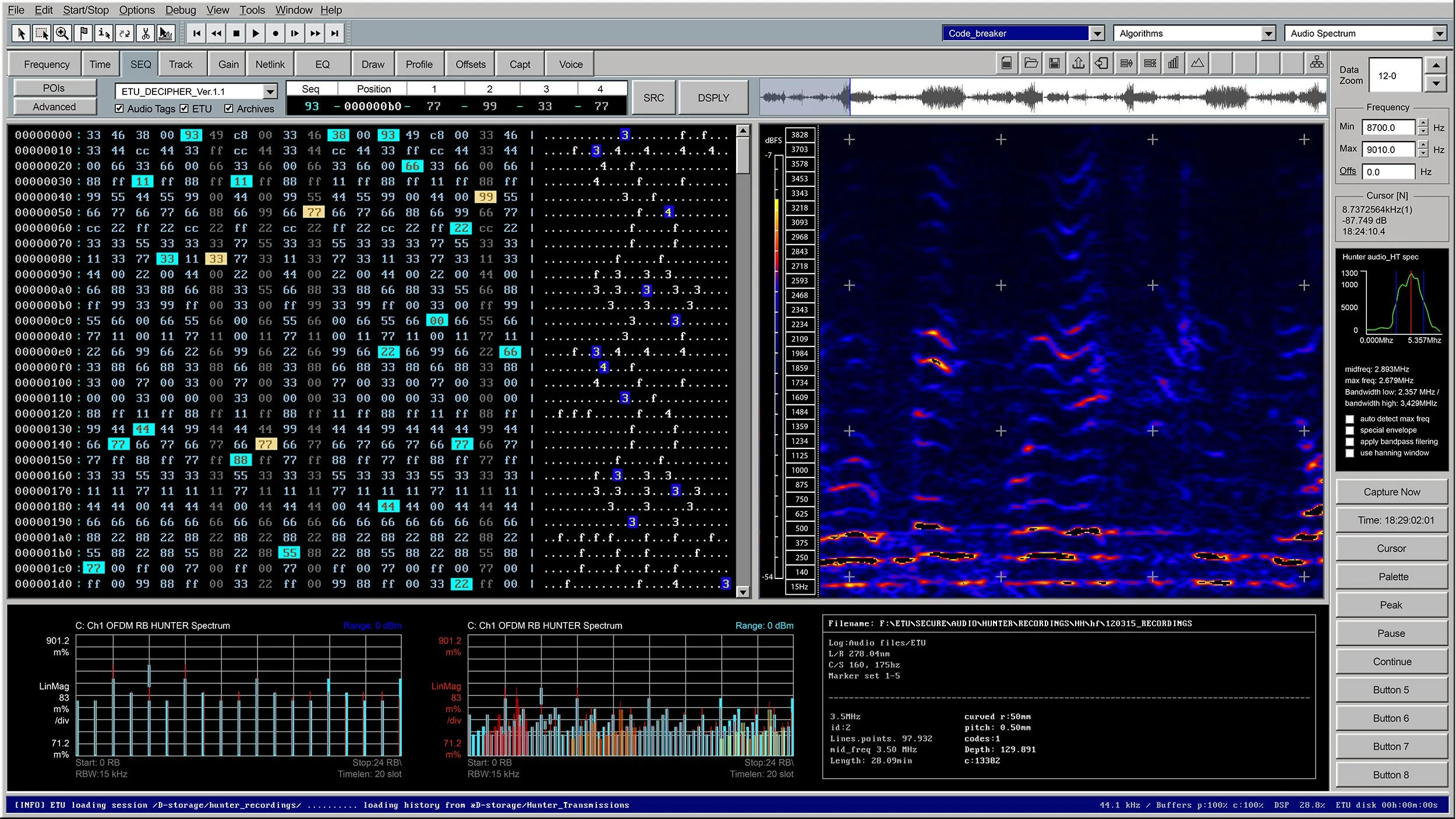 Hunters: Crypto Decipher software screen