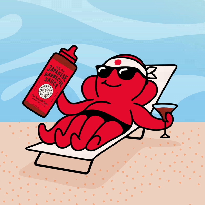 Bachan's barbecue sauce summer beach animation