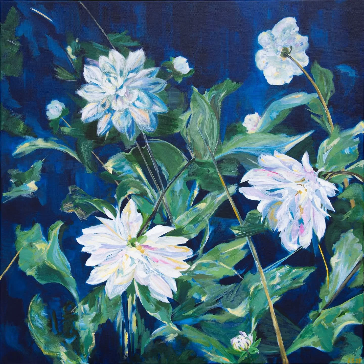 Blue Garden Large, acrylic on canvas, 80 x 80 cm, 2024, sold. 

____________
#lauraksmithartist #belgianart #artbelge #belgischekunst #landscapeart #landscapepainting #canadianart #canadianartdaily #canadianartist #womanartist #ikkoopbelgisch #contem