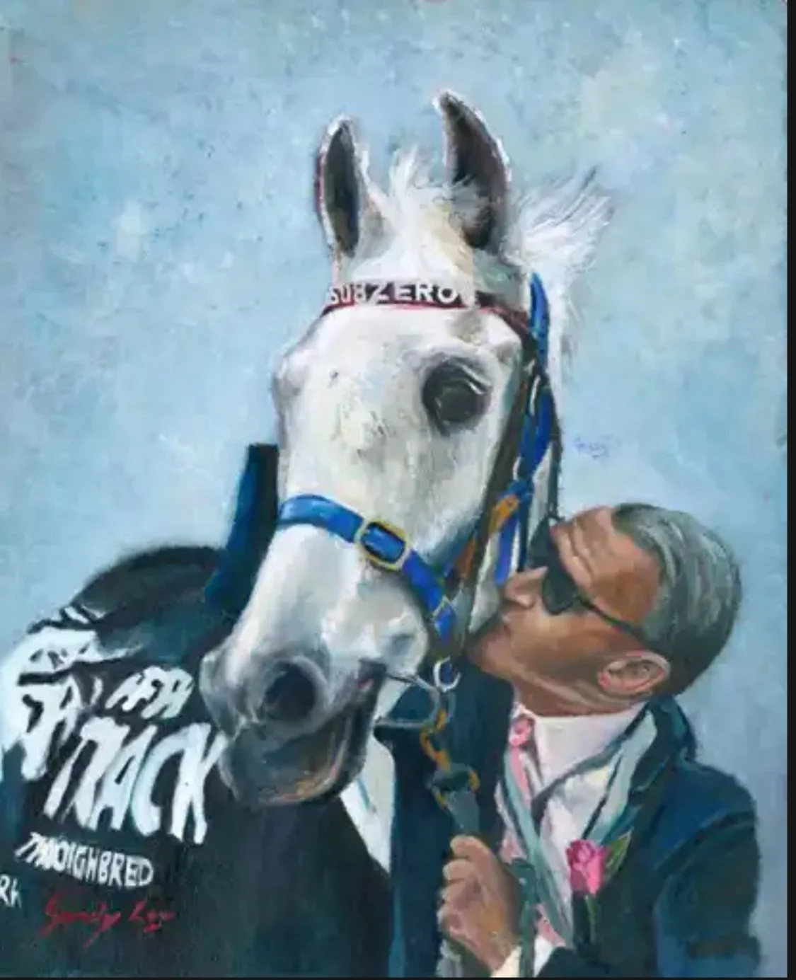 Original oil painting by Sandy Lee Artistry of champion racehorse Mahogany, created for the 2025 Australian Racing Hall of Fame.