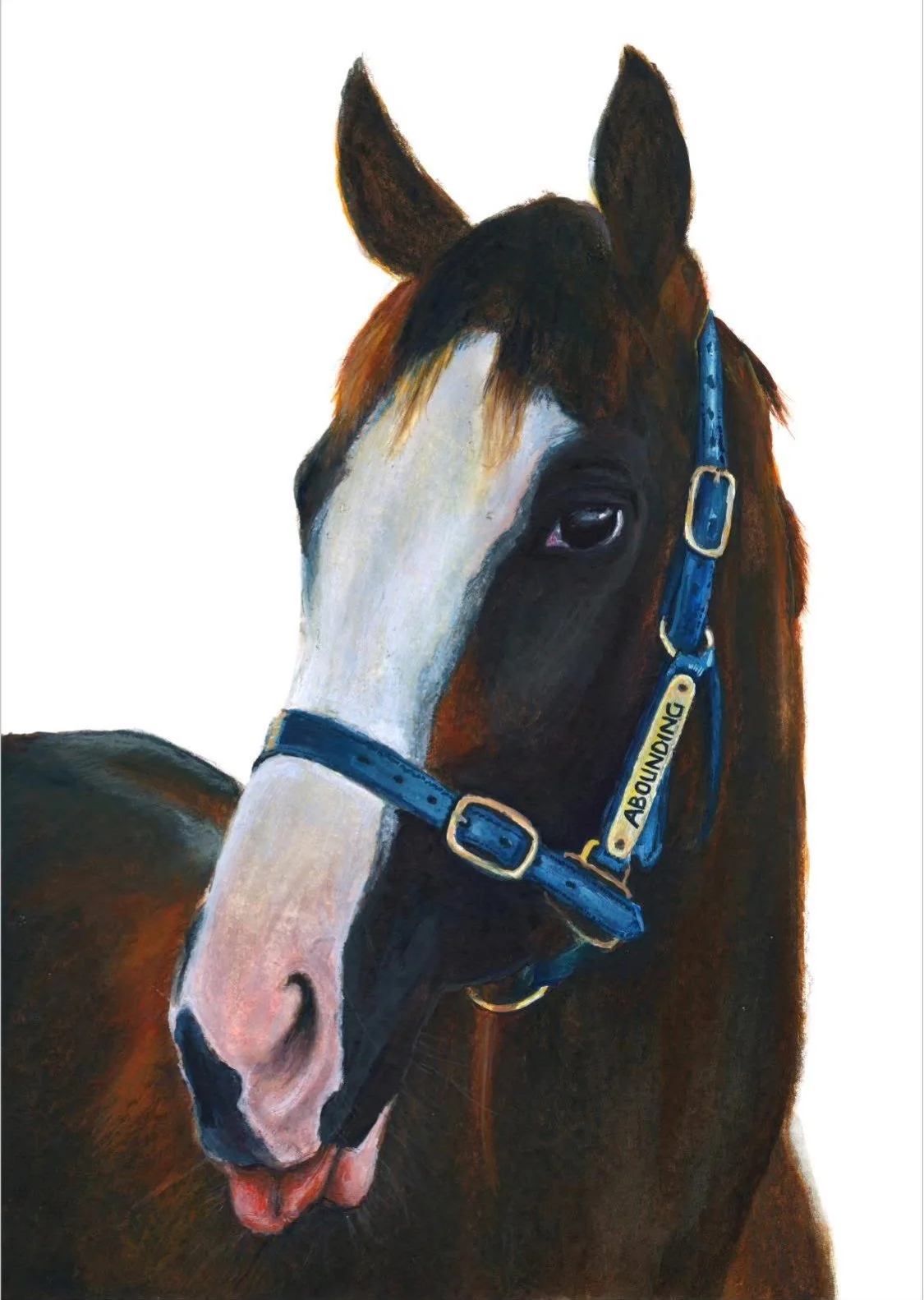 Original watercolour painting by Sandy Lee Artistry of racehorse Abounding.