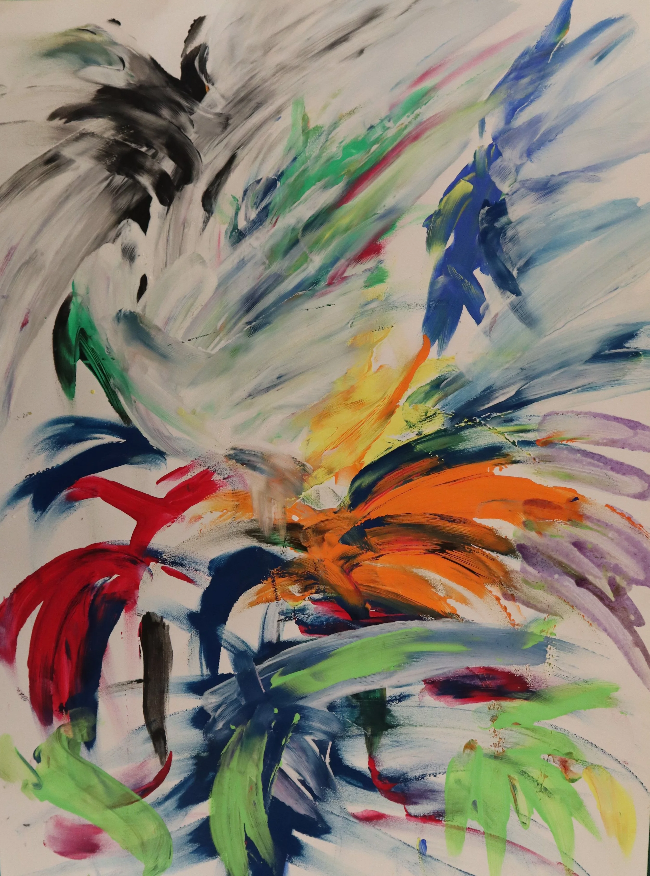 Splashes of hope 'The inner fight' ~ 
Acrylic on Paper 
(12 W x 16 H x 0.4 D in)