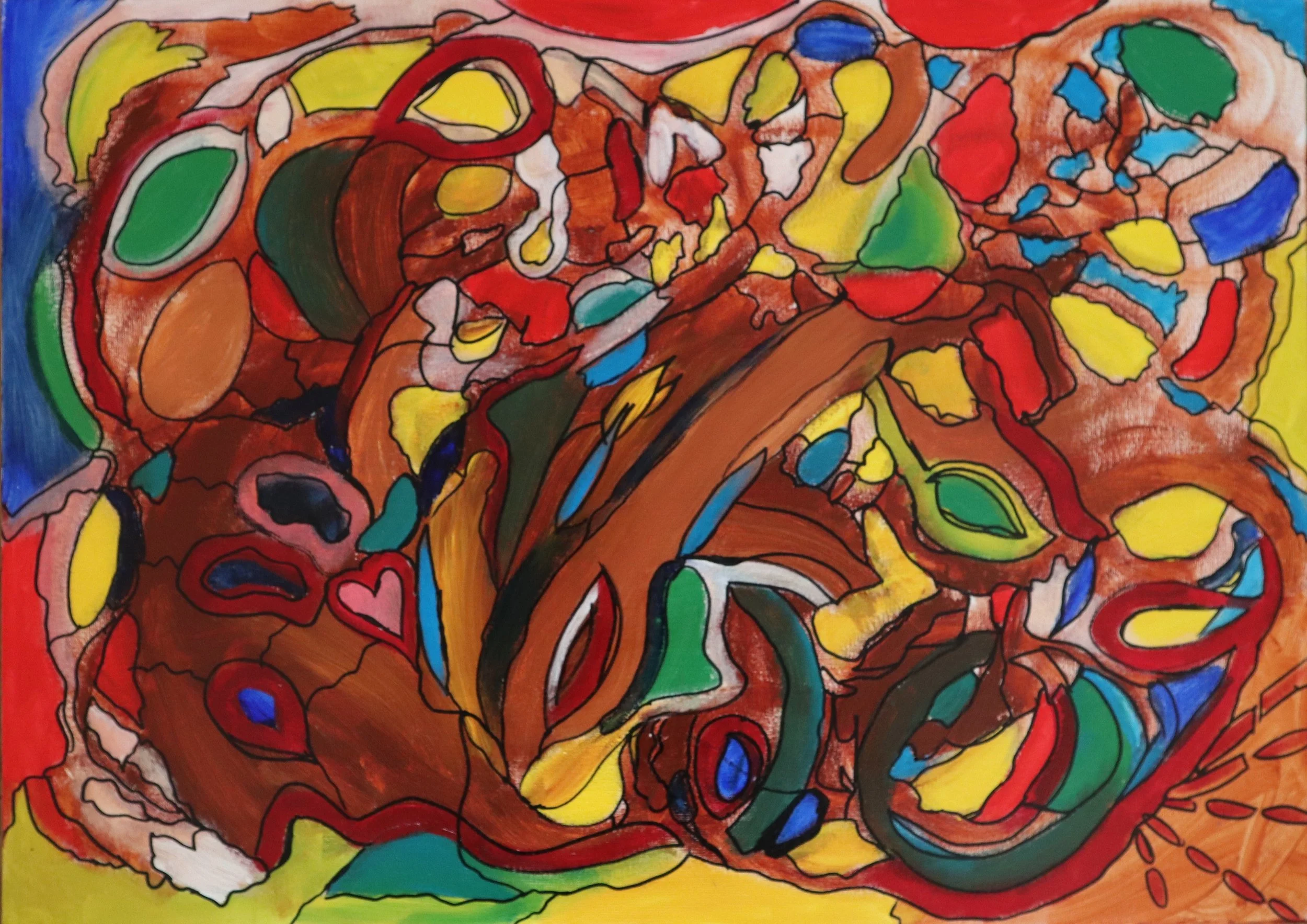 Destitute ~ Acrylic on Cardboard (27 W x 23 H x 0.4 D in)