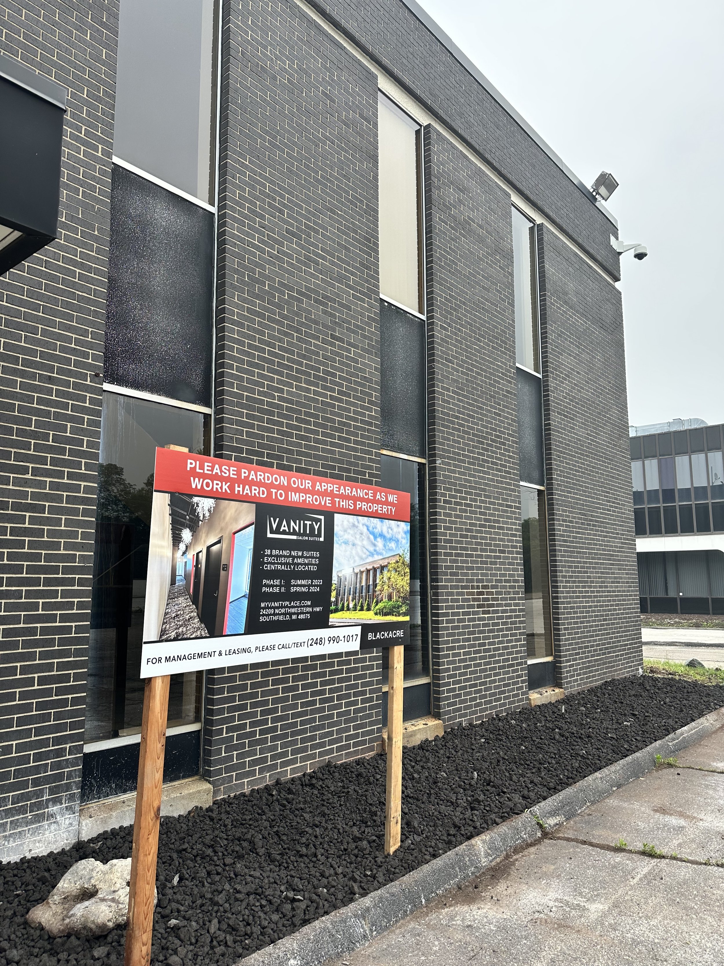 Alternate view (looking SE) of front entrance (landscaping work is currently underway)