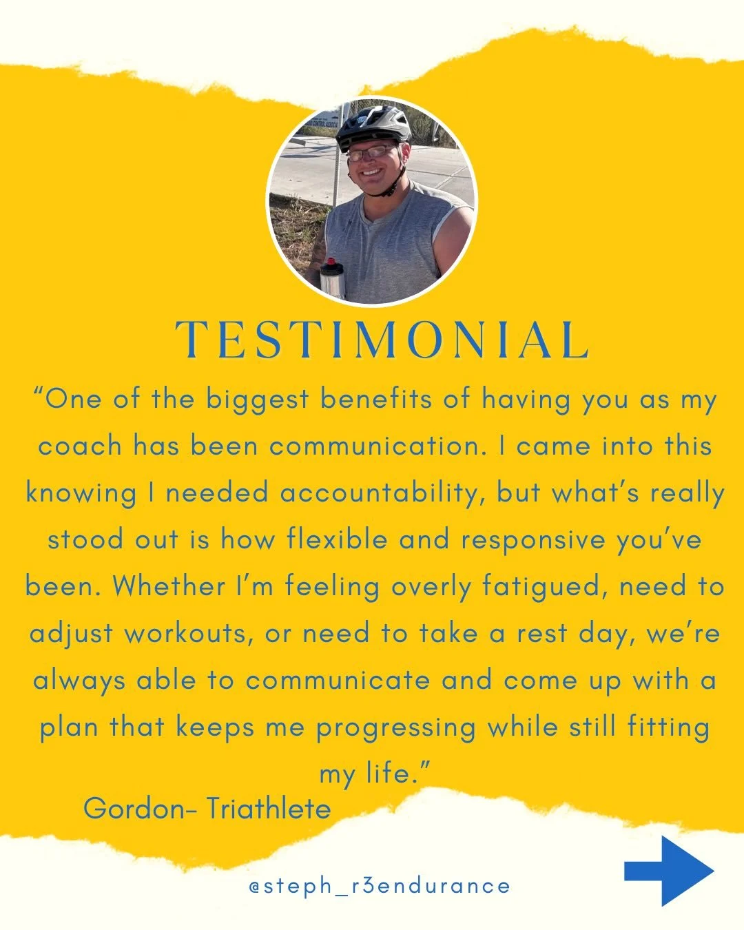 Thanks Gordon! I&rsquo;ve enjoyed helping Gordon build some endurance fitness the past few months! 

I&rsquo;ll tell you a story. He came to me this summer for a swim analysis session and said &ldquo;I don&rsquo;t know how to swim&rdquo;. He was comf