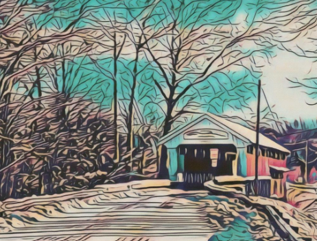 Winter Spencerville Bridge (teal)