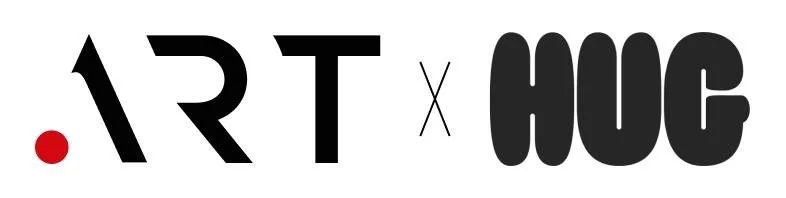 Yevette Lynn branding photographer presents ART x HUG logo, minimalist black typography design representing creative collaboration and modern visual identity.