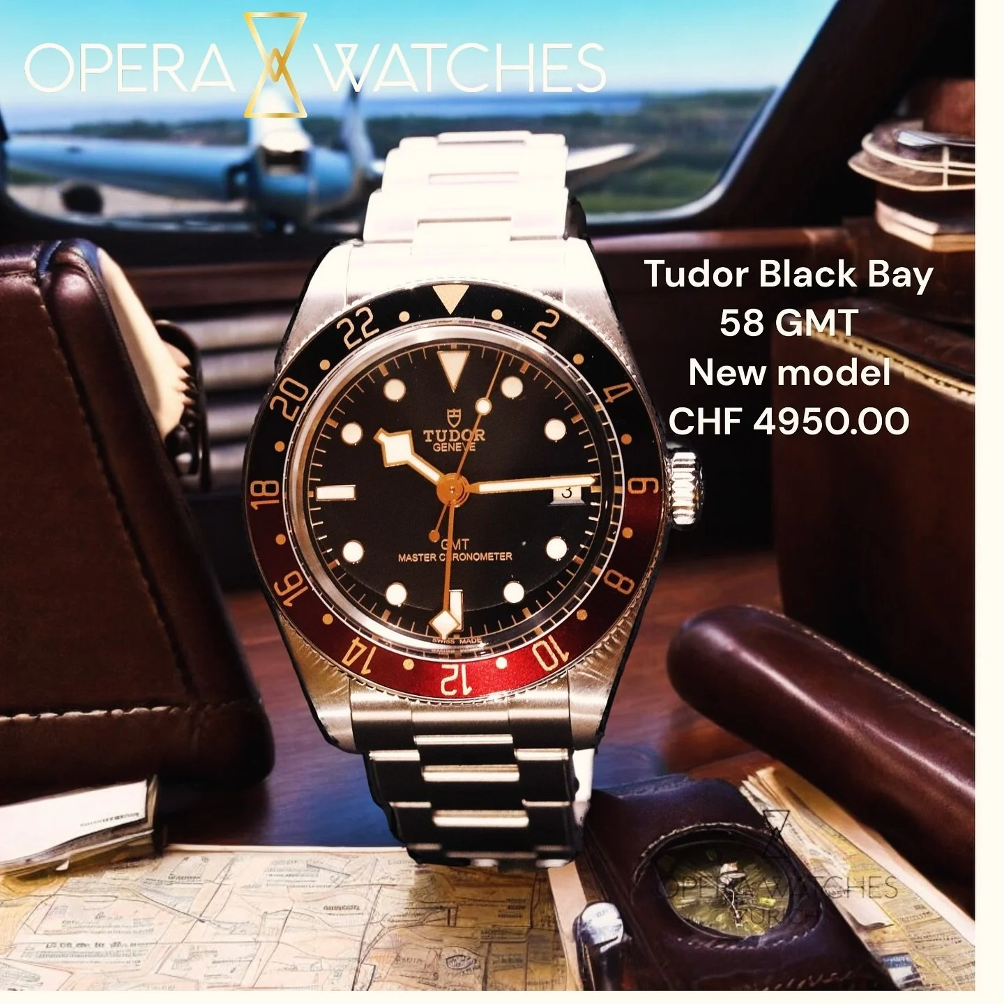 This is the Tudor we didn&rsquo;t know we needed - but it&rsquo;s pretty damn close to perfect!
The Tudor Black Bay 58 GMT novelty 2024 W&amp;W has a long waiting list. 
OPERA WATCHES Z&uuml;rich already in stock for take off!! ✈️
-
 #tudor #tudorgmt