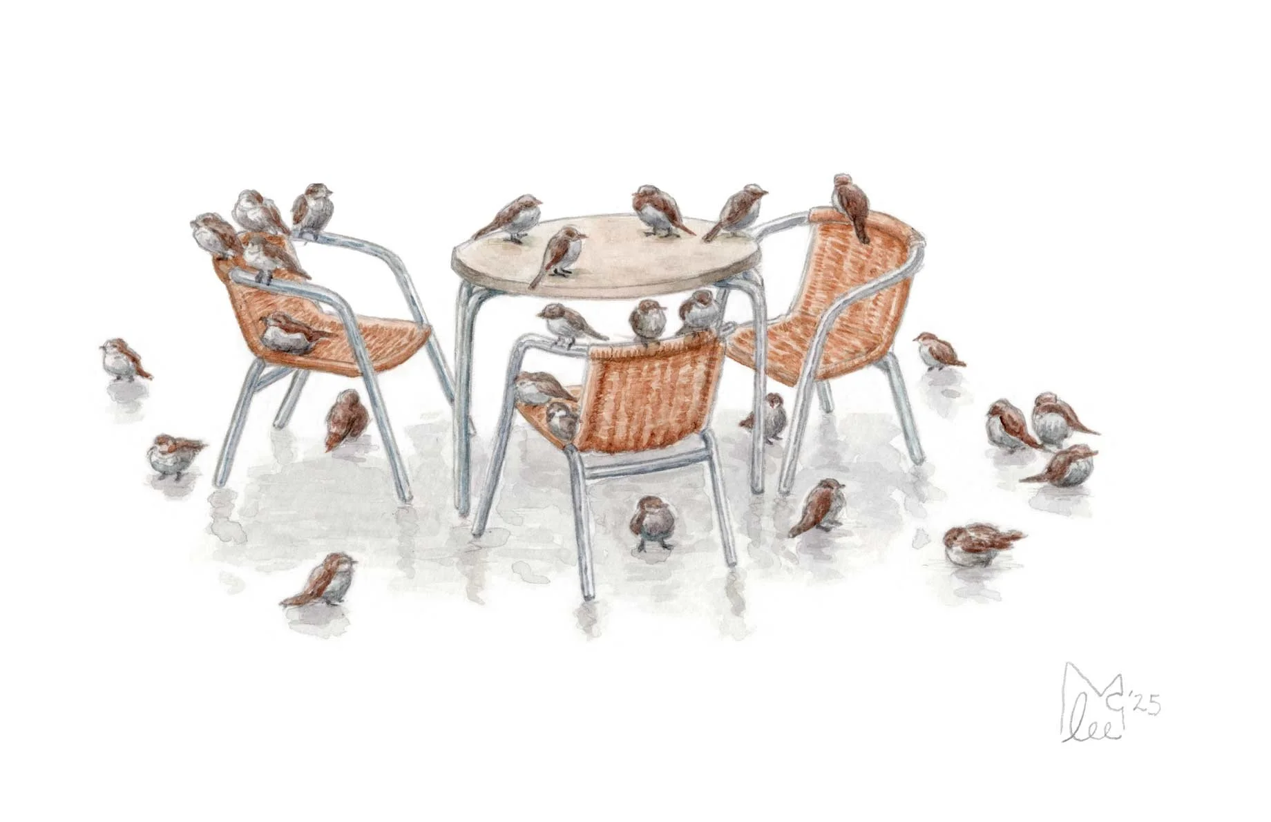 Table for 27 - 6x4" Original Watercolour painting