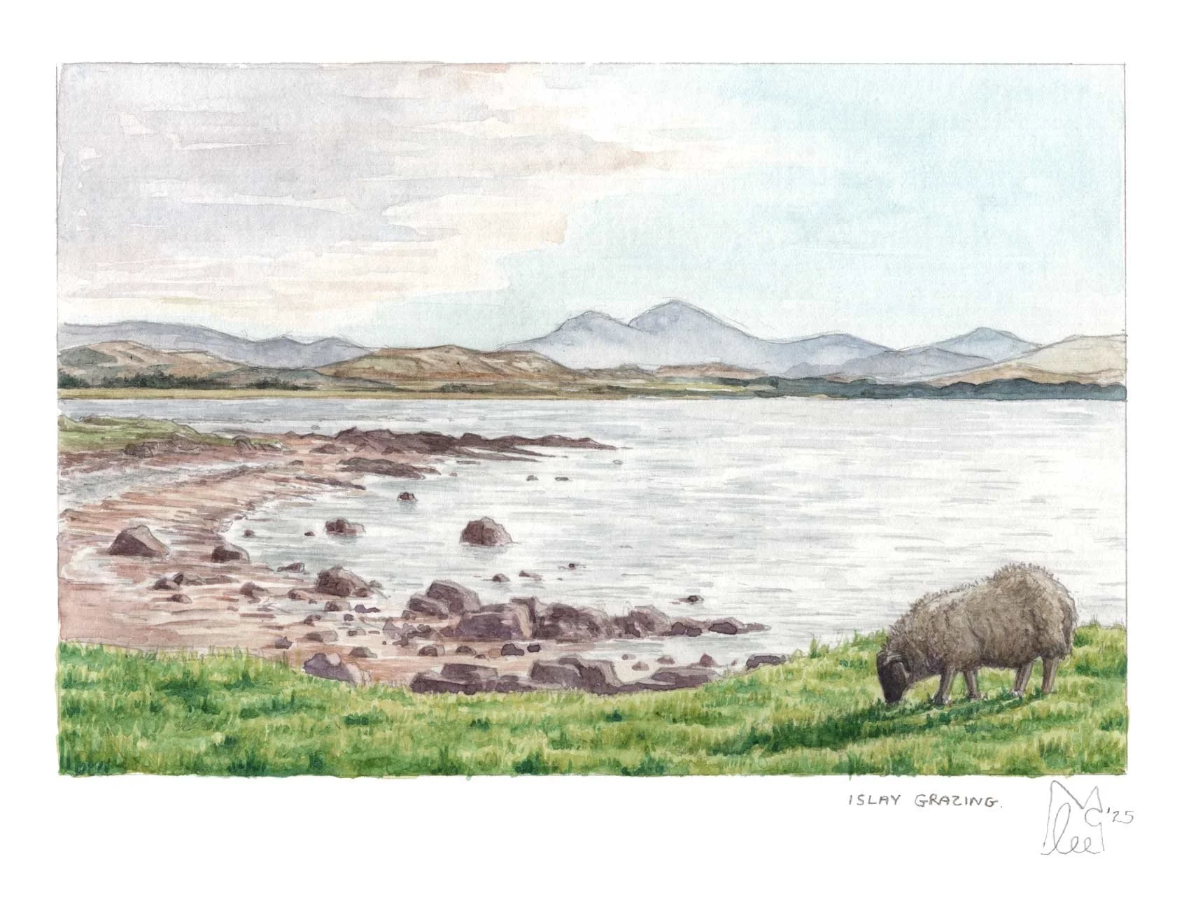 Islay Grazing - 6x4 Original Watercolour