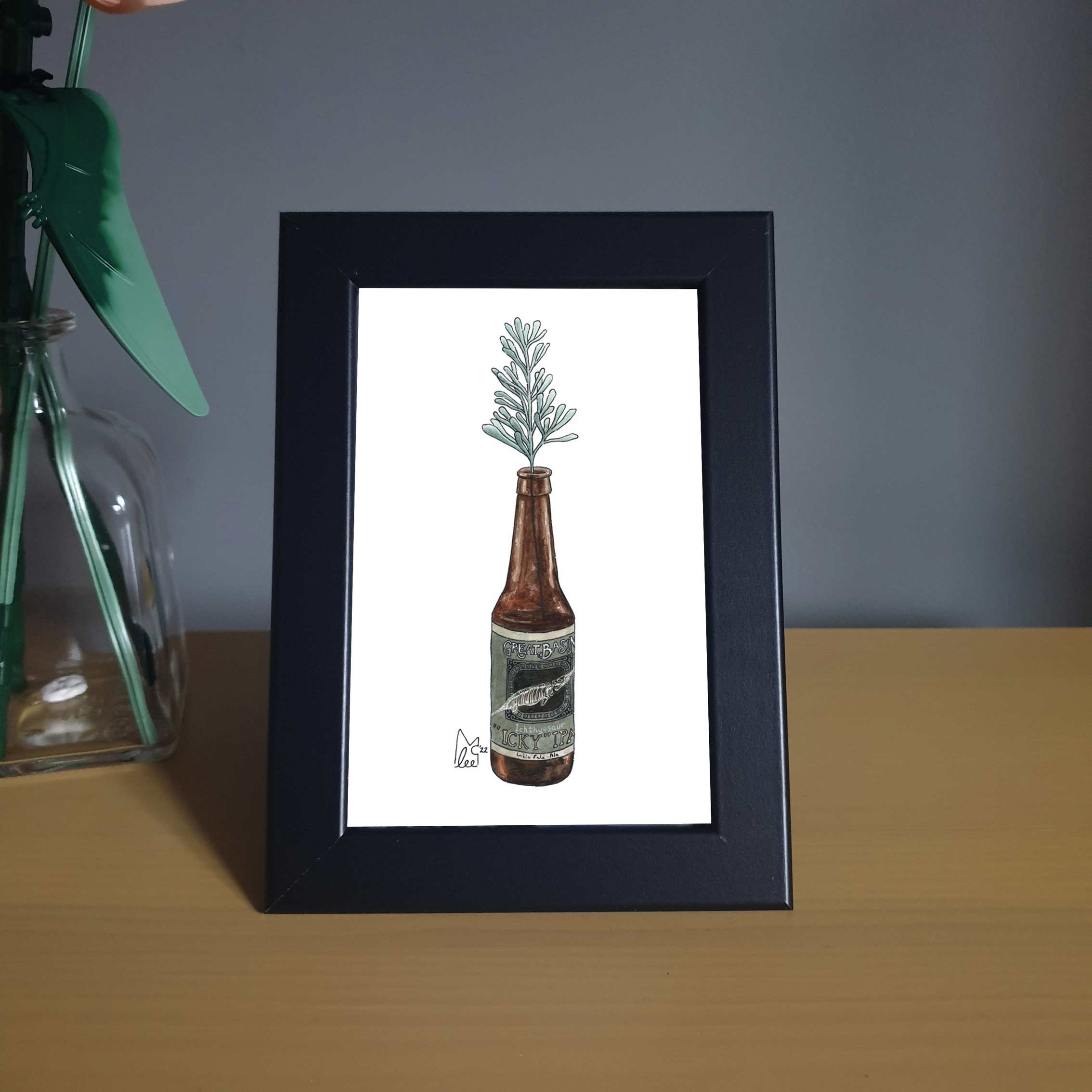 Nevada Sagebrush in Ichthyosaur ICKY IPA - Framed 4x6" Print