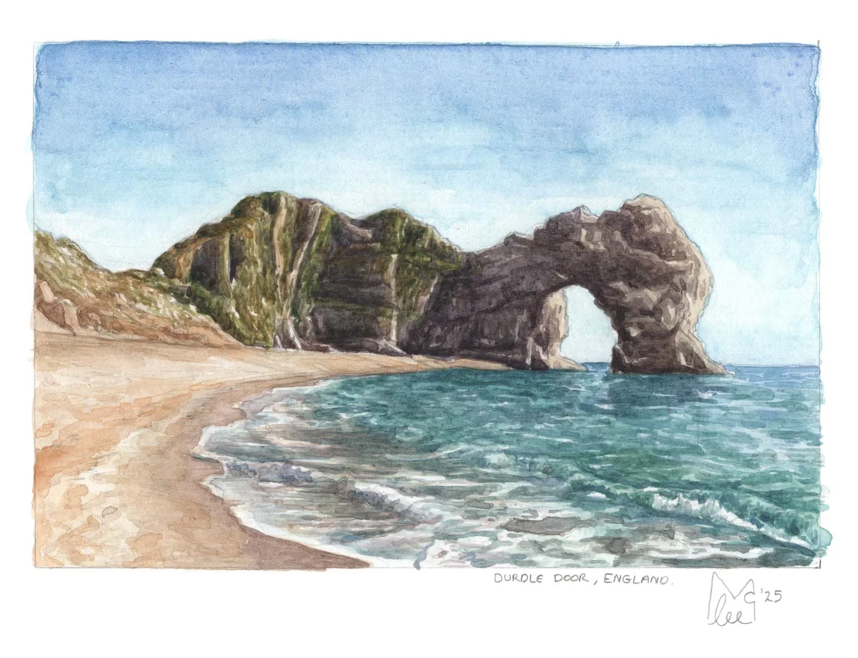 Durdle door, England - 6x4 Original Watercolour