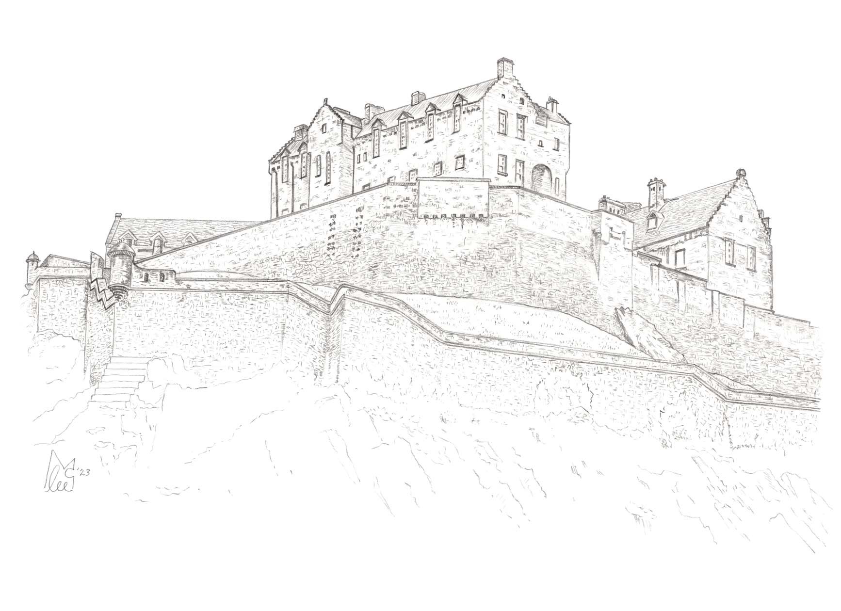 Edinburgh Castle Pencil 11x8" Original