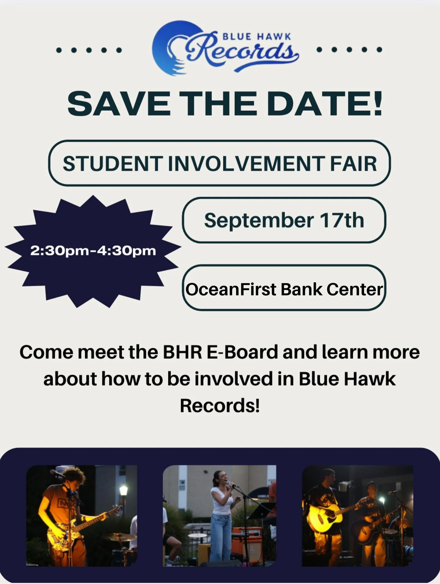Save the Date! Tomorrow, September 17th is the Student Involvement Fair in the OceanFirst Bank Center! Come out and meet current BHR members and see what we’re all about!