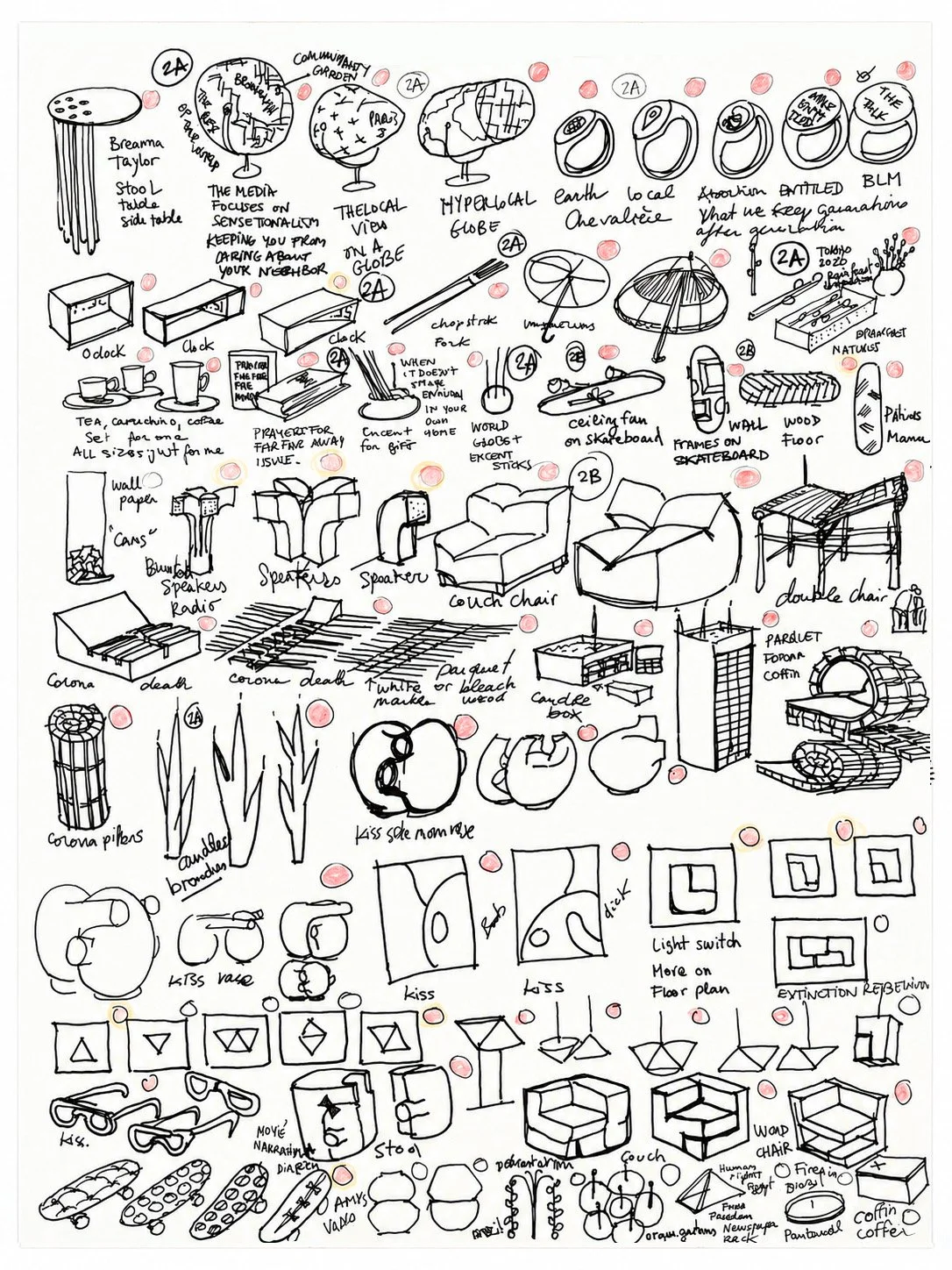 Sketch Page — Ink on letter-size paper. Martin Lenclos.