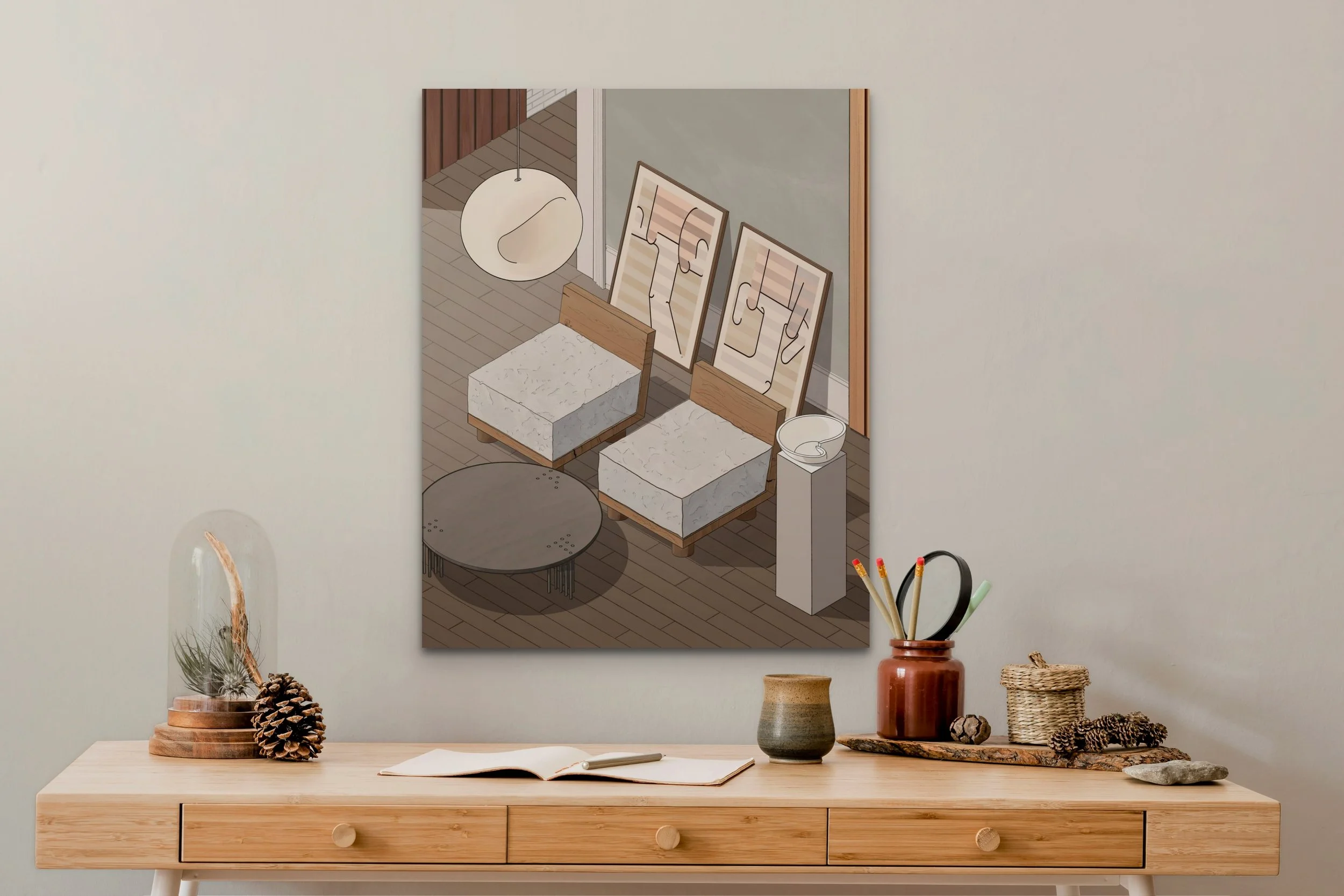 Elevate your consciousness with L'Enclos art prints, "Contours of Impermanence"—a journey beyond duality.
