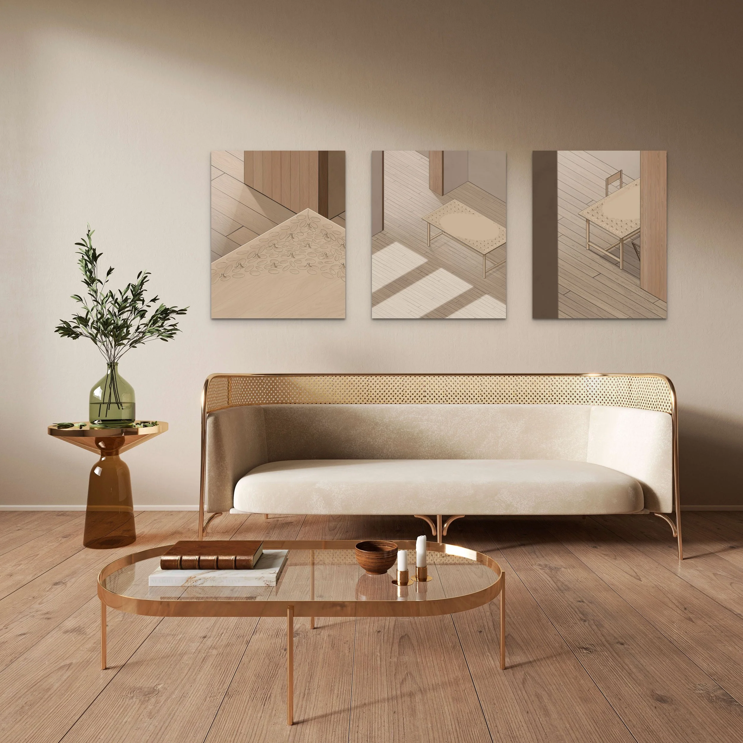 Awaken self-perception with 'Contours of Impermanence'—corner-of-the-ceiling perspective offers timeless essence.