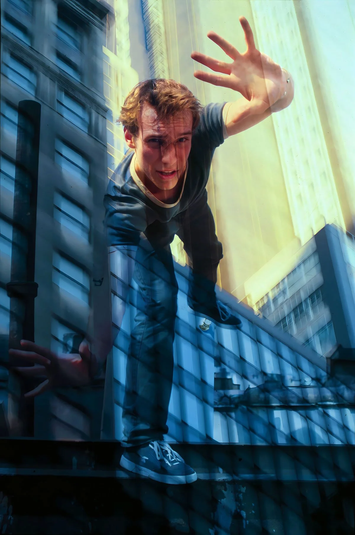 Challenge your perception of reality with the captivating double exposure in this "Veil of Perception" cityscape image.