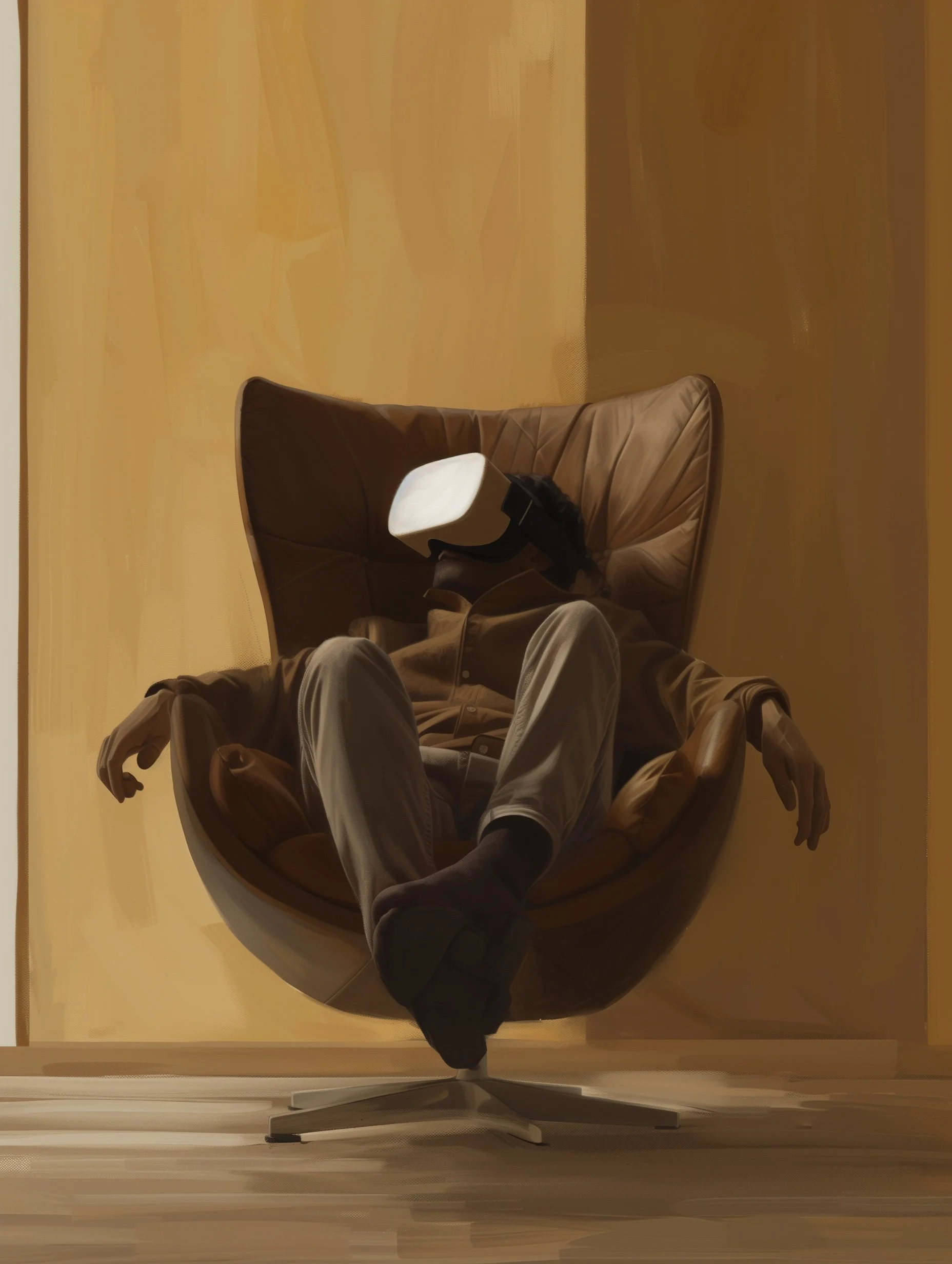 A person wearing a luminous headset dissolving into light, symbolizing lucid-dreamlike perception.