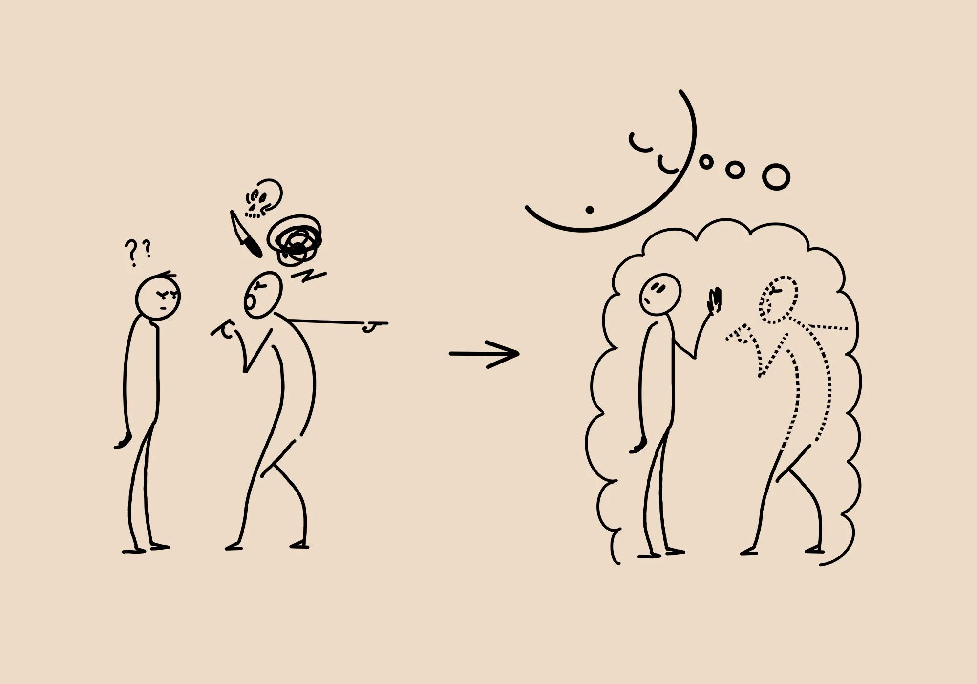 Field sketch — visual cue, not final symbol — awareness standing firm within the dream, untouched by division.