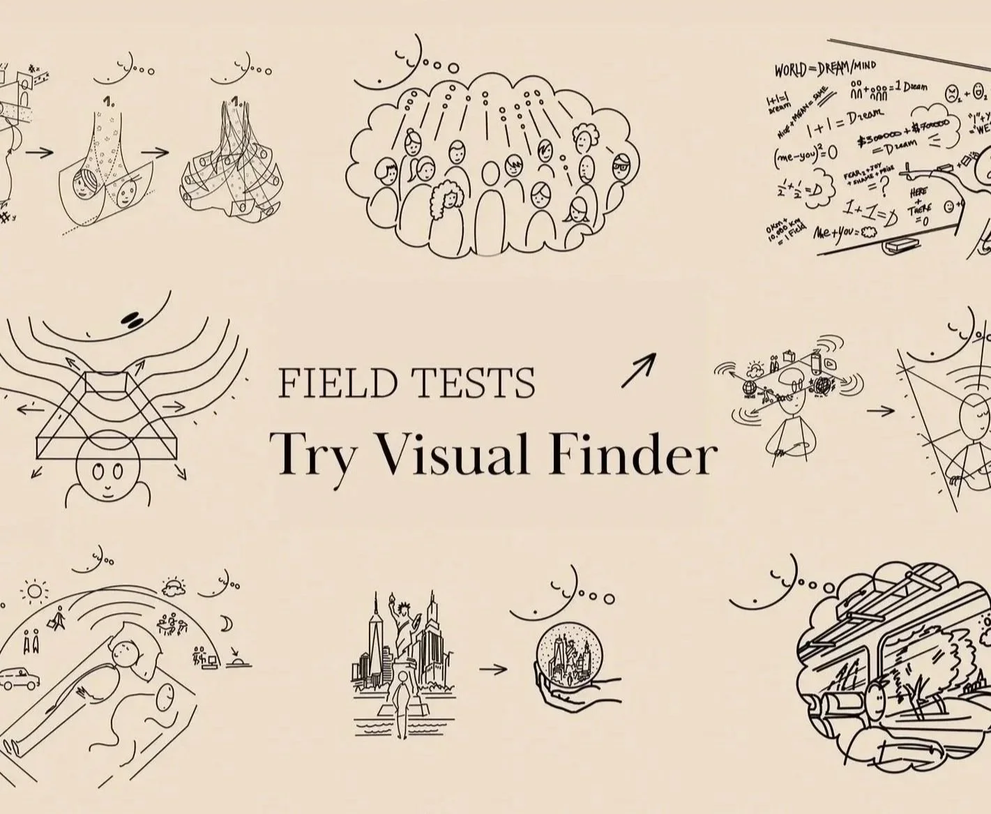 WORLD AS FIELD OF EXPERIMENTATION — 2025–PRESENT. The Dreamer Project, We The Dreamer practices, and field-test sketches marked a phase in which perceptual shift itself became the explicit subject. Apps, walkshops, guided trials, field sketches, and 