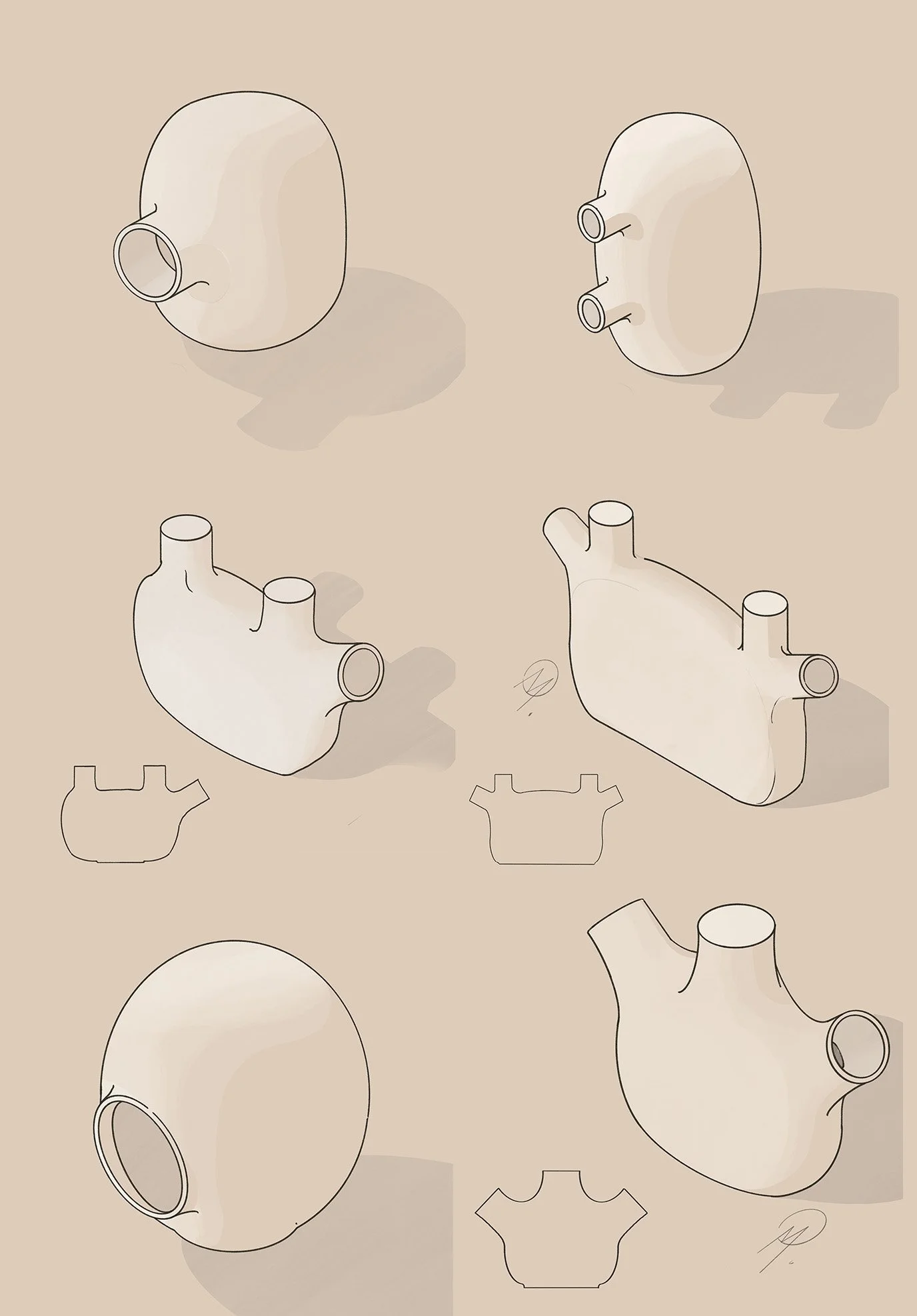 Jacob Vase Series — Original sketches by Martin Lenclos