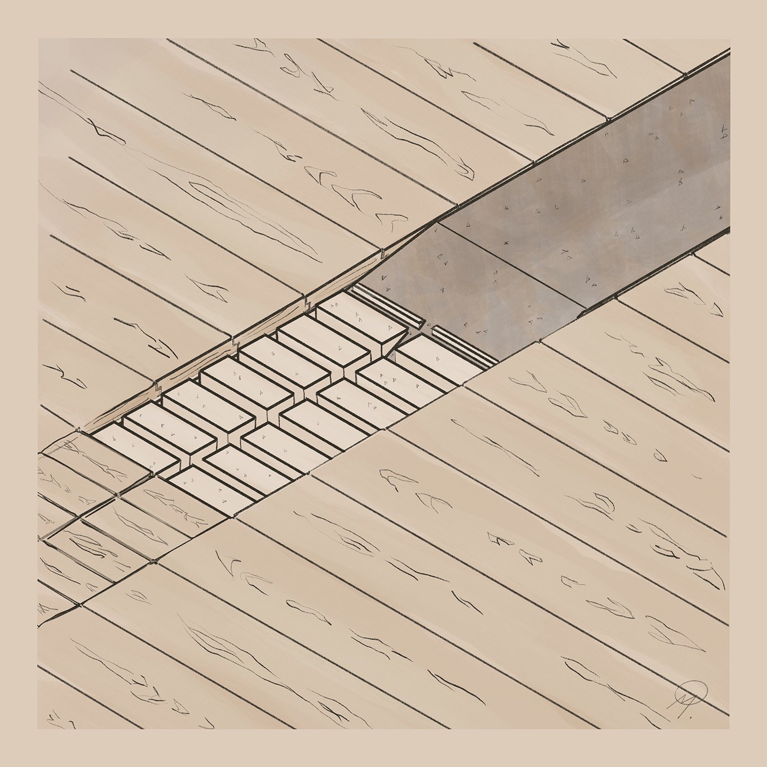 Open Ground 3 — Drawing by ML