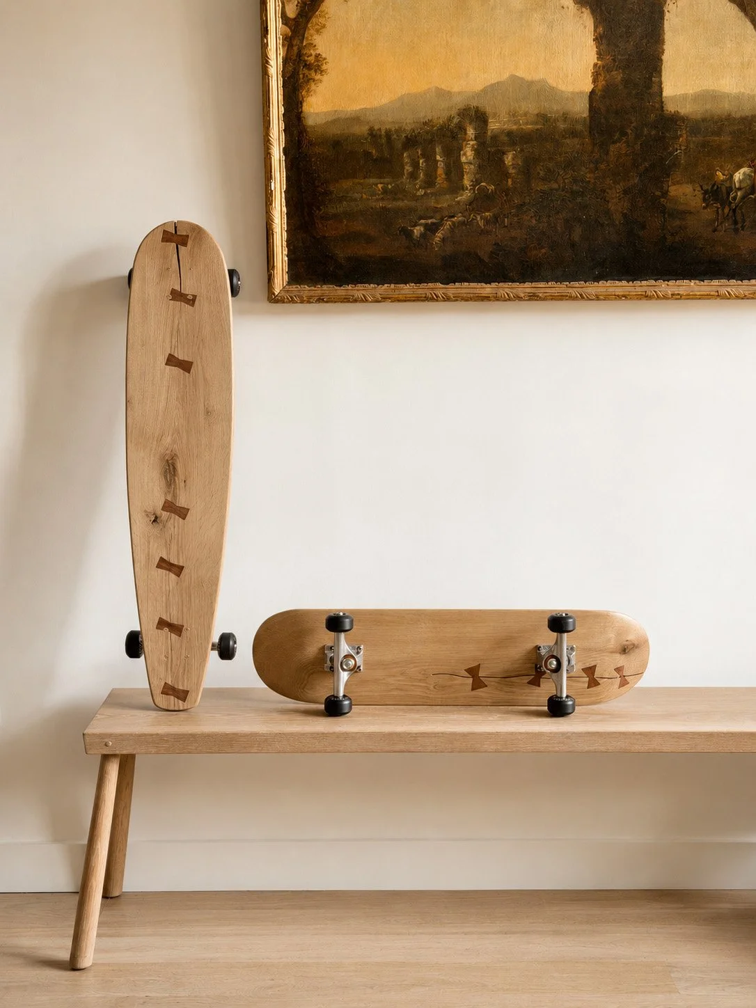 Two skateboards from Continuum of Resilience series — Photo Martin Lenclos