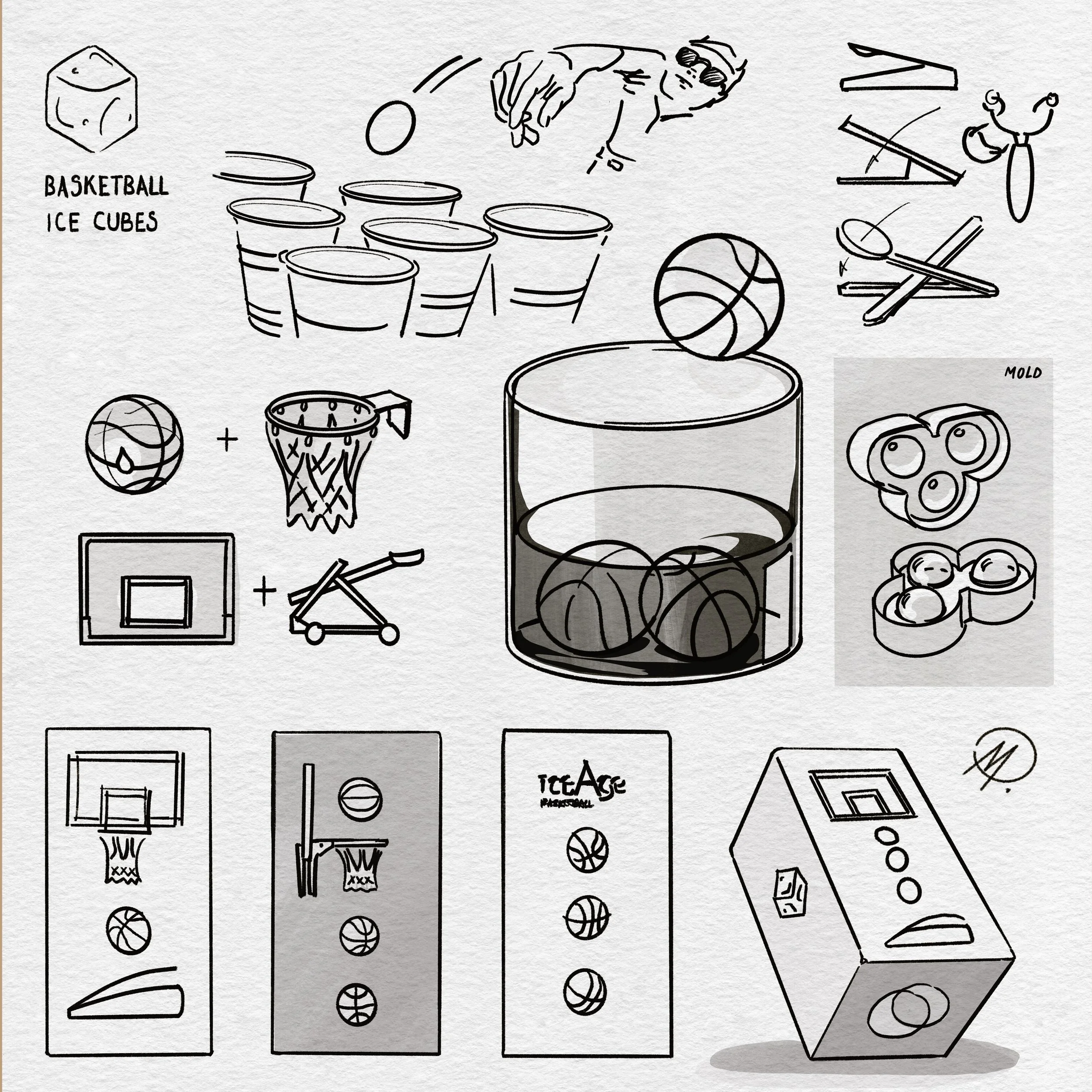 IceAge: Ice Cube Molds | Basketball, original sketches by Martin Lenclos