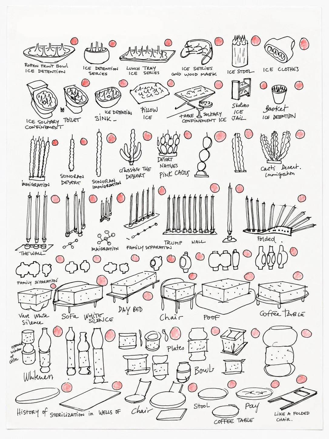 Sketch Page — Ink on letter-size paper. Martin Lenclos.