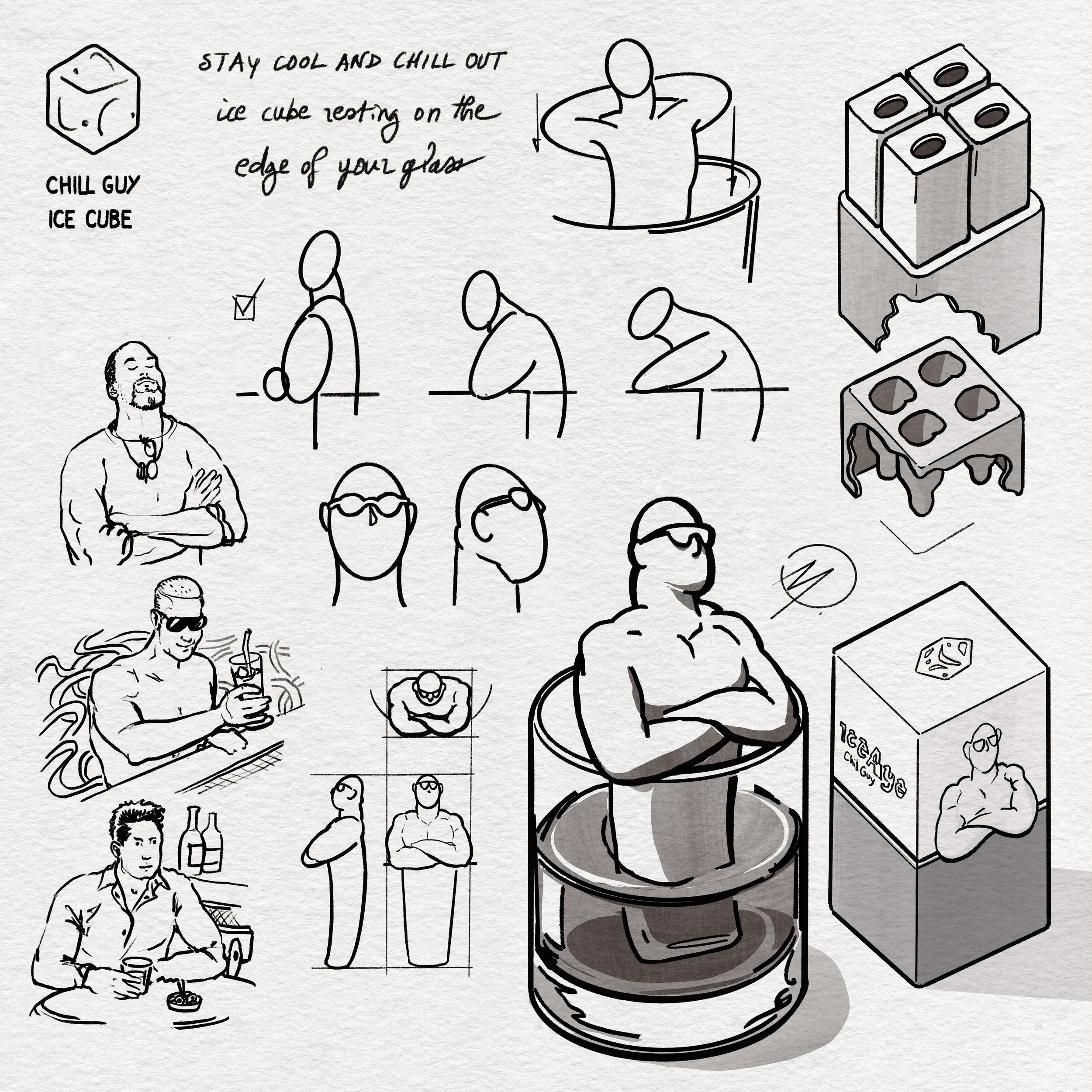 IceAge: Ice Cube Molds | Chill Guy, original sketches by Martin Lenclos