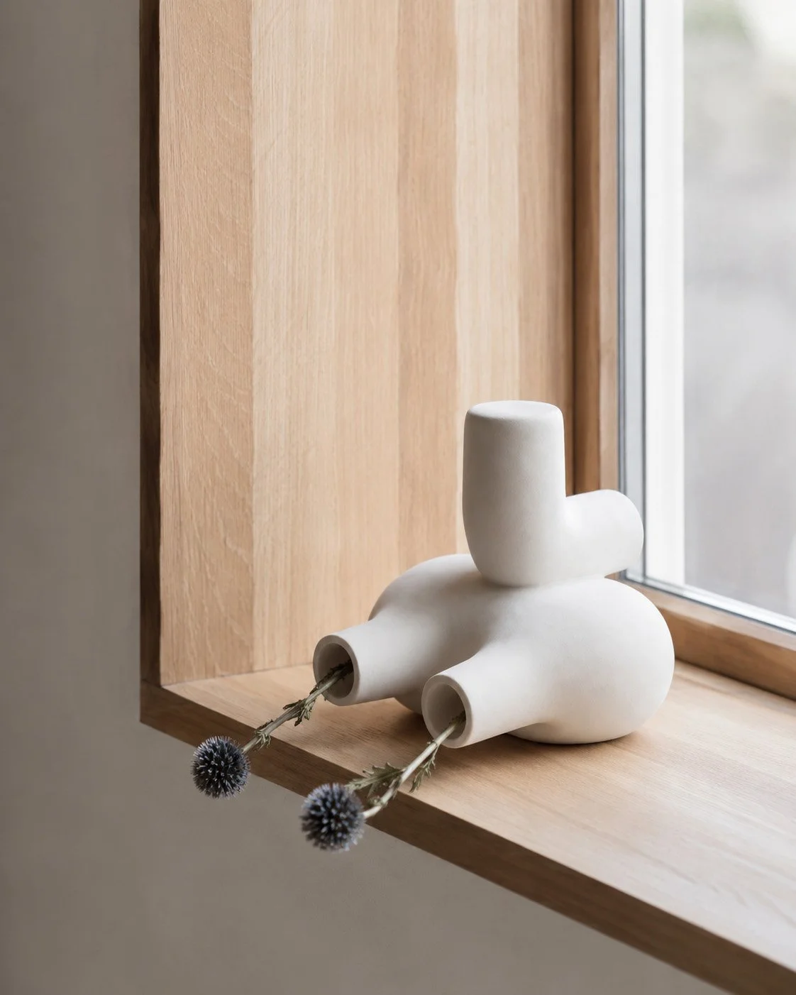 The Withheld Vessel I — Double Front; Bisque ceramic witness studies / vessel series