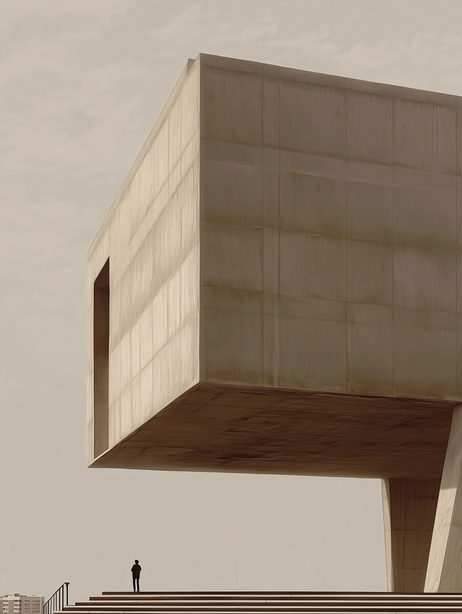 Une figure humaine solitaire sous une structure improbable, utilisée pour accompagner une réflexion sur le risque, l’incertitude et l’expérimentation de la perception sans croyance.