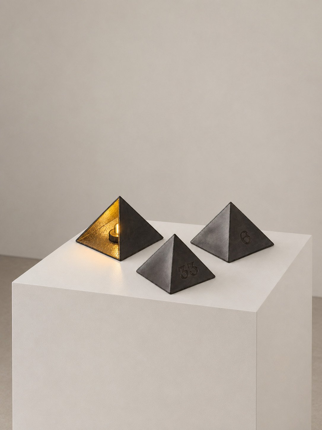 Pieces of Evidence Lights: Ordinary fragments held before judgment, where a room can no longer return to innocence.
