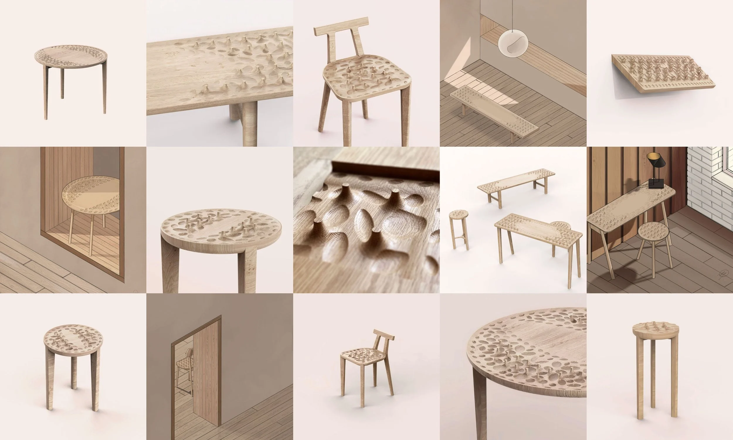 Perceptual Terrain Collection — Design inquiry by Martin Lenclos / Renderings and hand-drawn digital artwork by Martin Lenclos
